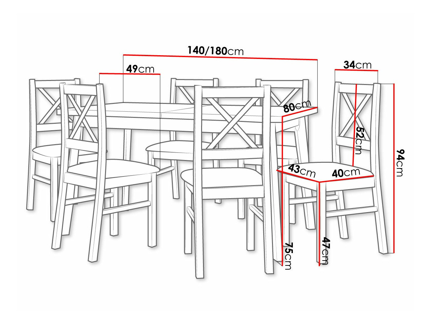 Conjunto de mesas y sillas para comedor Victorville 316 (Blanco)