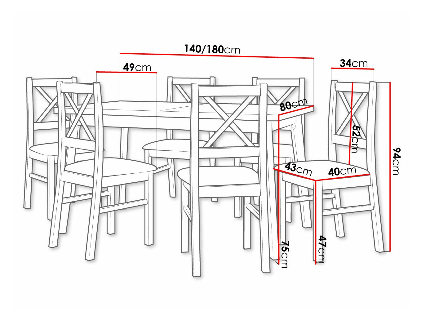 Conjunto de mesas y sillas para comedor Victorville 316 (Blanco)