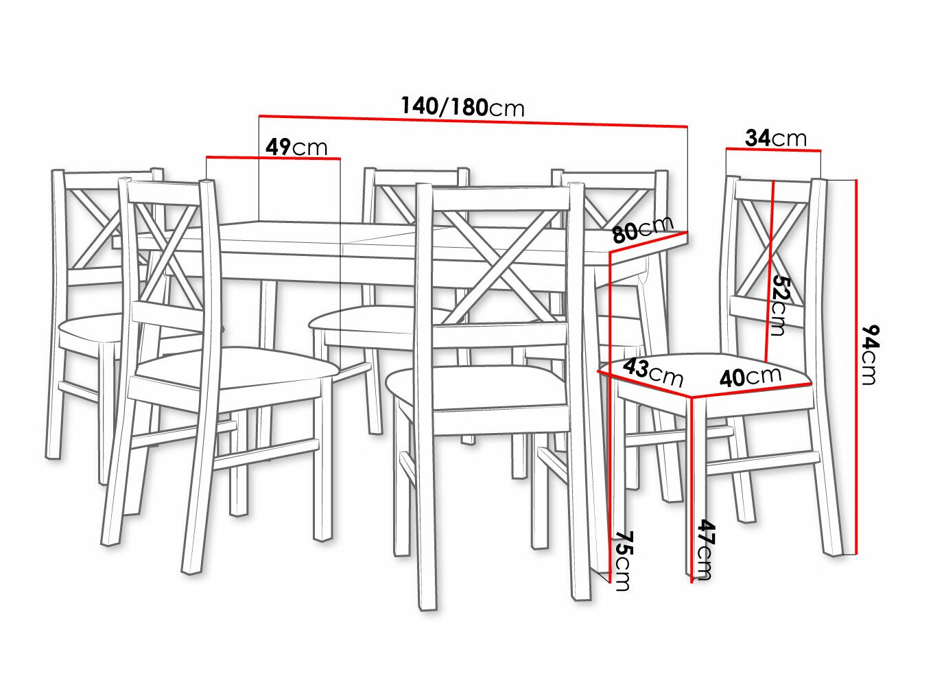 Conjunto de mesas y sillas para comedor Victorville 316 (Negro)