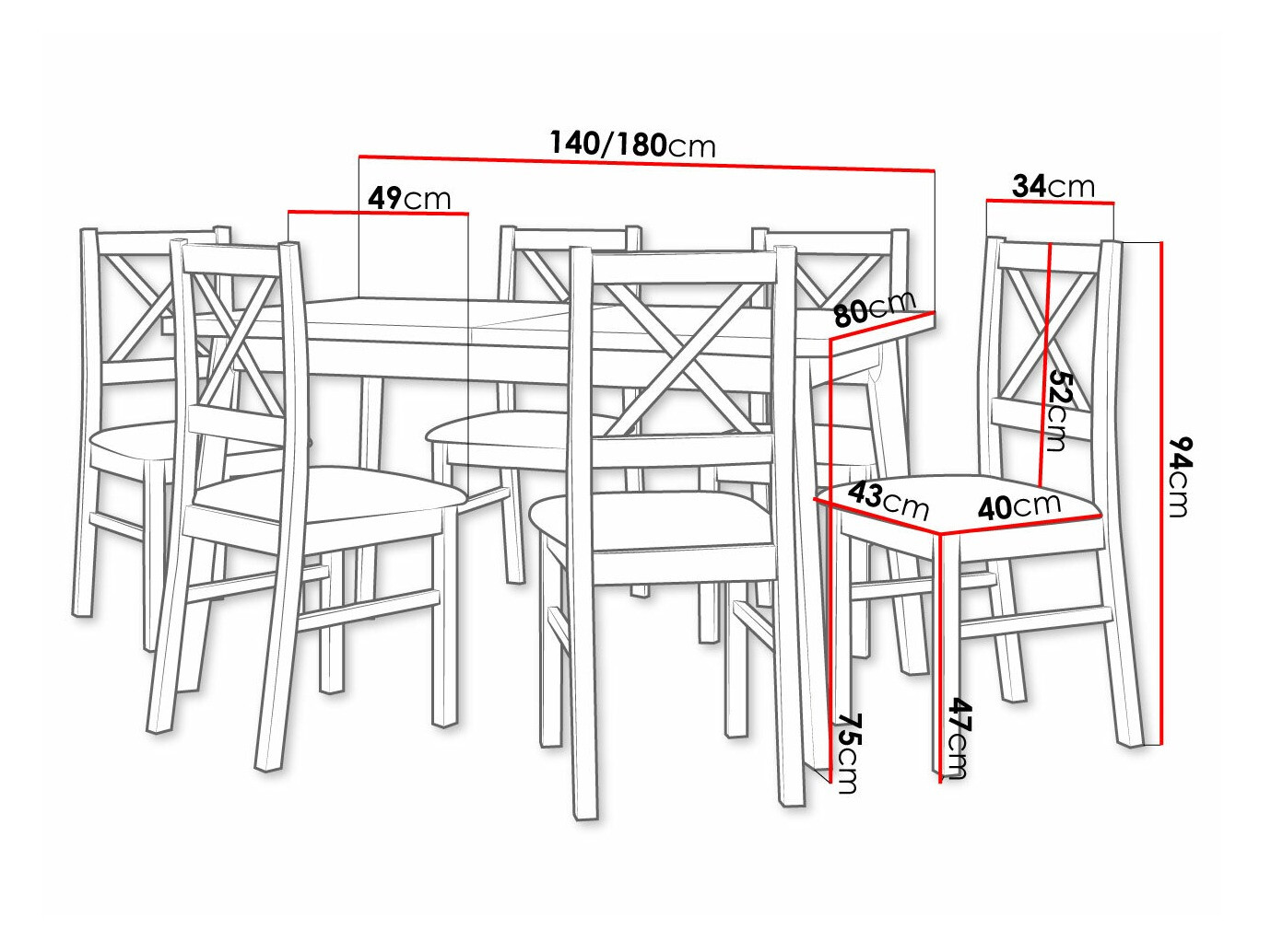 Conjunto de mesas y sillas para comedor Victorville 316 (Negro)