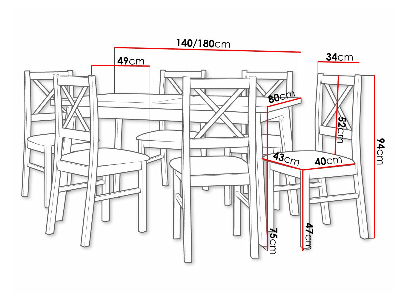 Conjunto de mesas y sillas para comedor Victorville 316 (Negro)