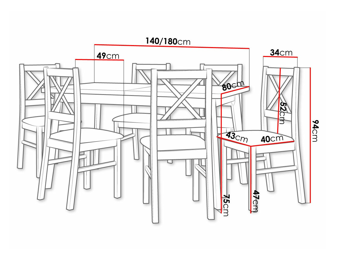 Conjunto de mesas y sillas para comedor Victorville 316 (Negro)