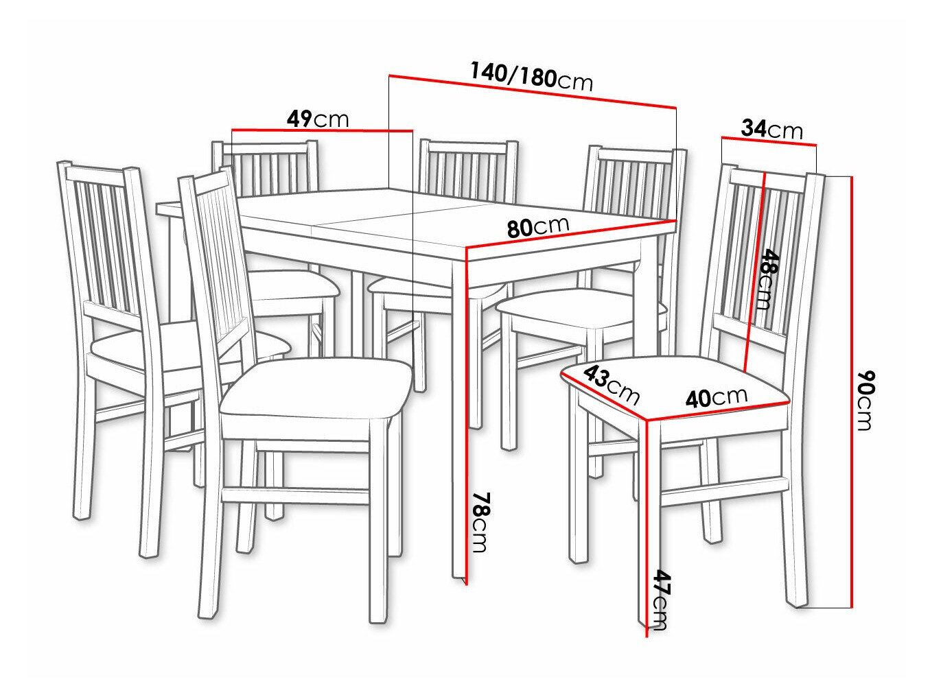 Conjunto de mesas y sillas para comedor Victorville 320 (Zetta 297)
