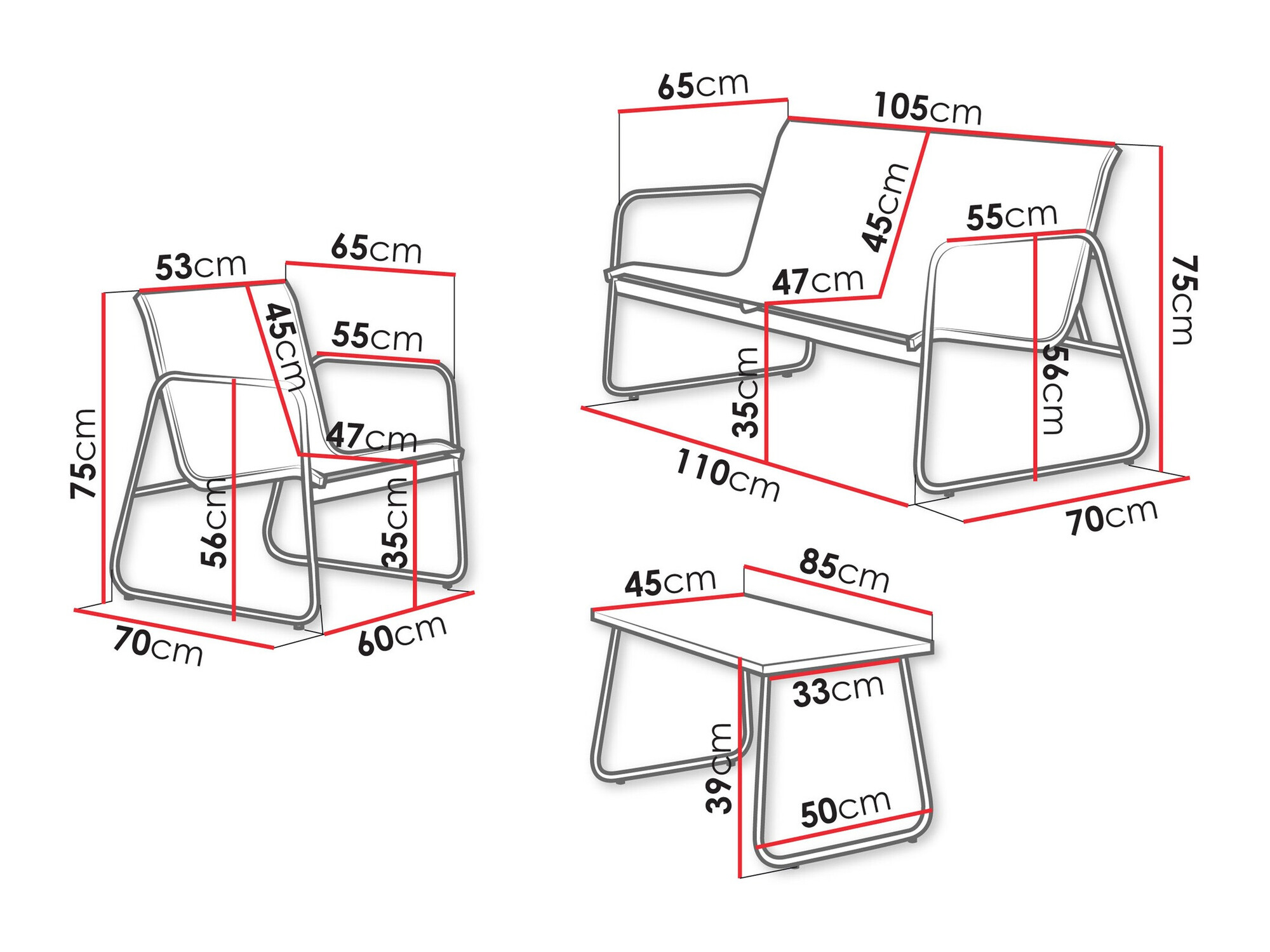 Conjunto de muebles de exterior Richardson 133 (Antracita)