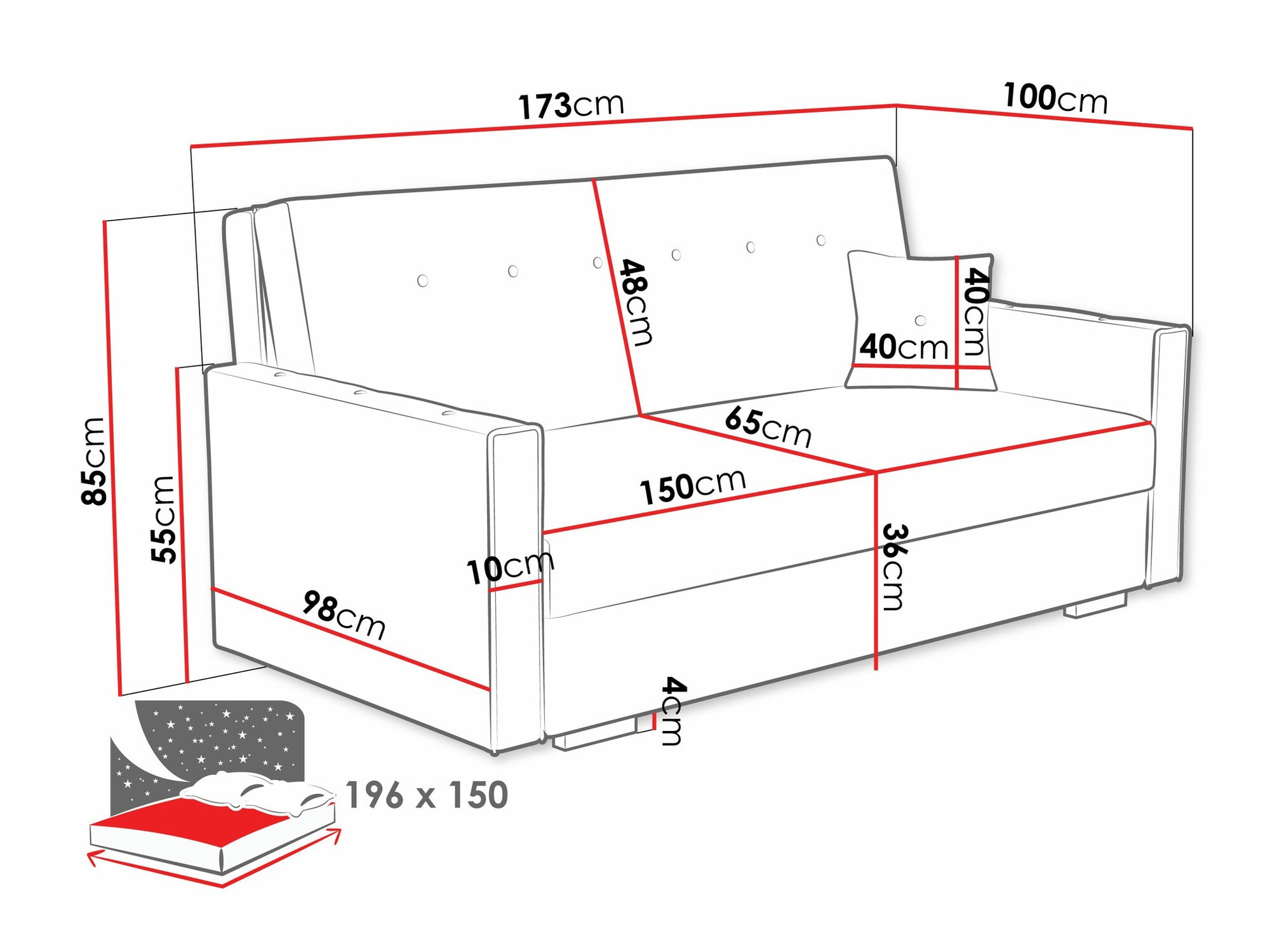 Sofá cama Caelrin IV (Coral 15)
