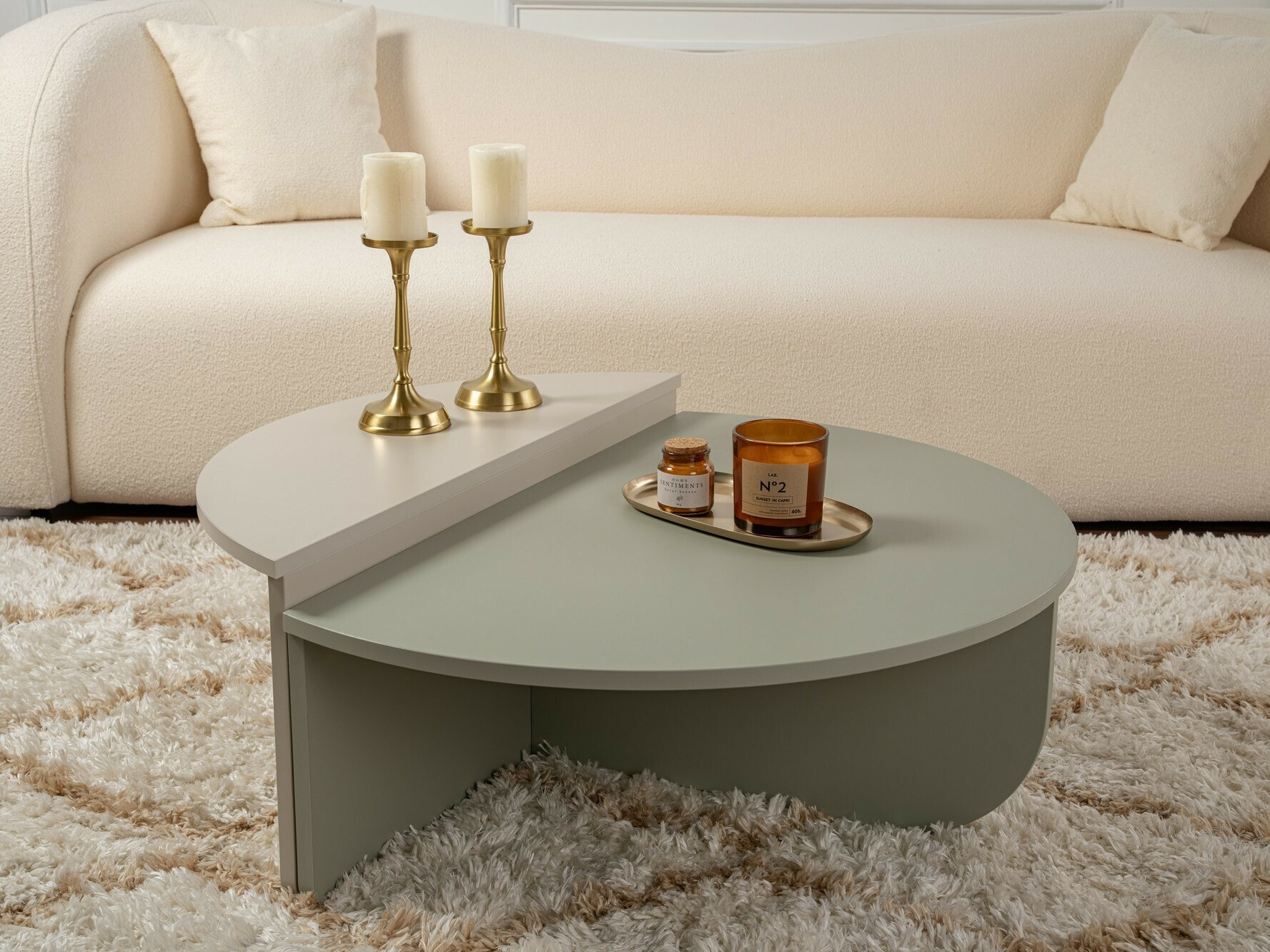 Conjunto mesa de centro Novato 100 (Verde + Beige)
