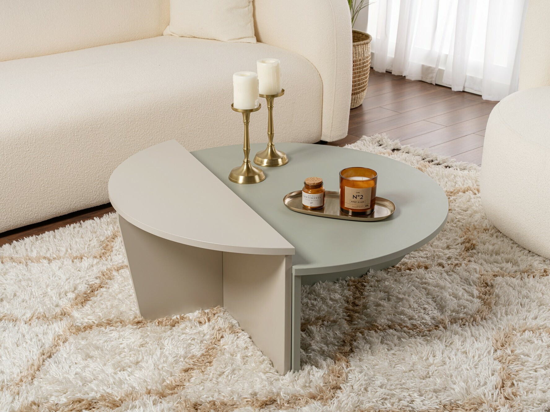 Conjunto mesa de centro Novato 100 (Verde + Beige)