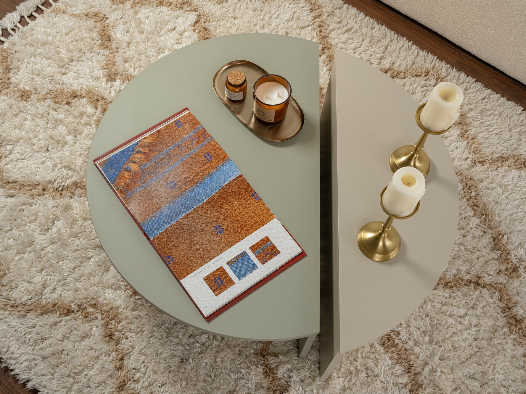 Conjunto mesa de centro Novato 100 (Verde + Beige)