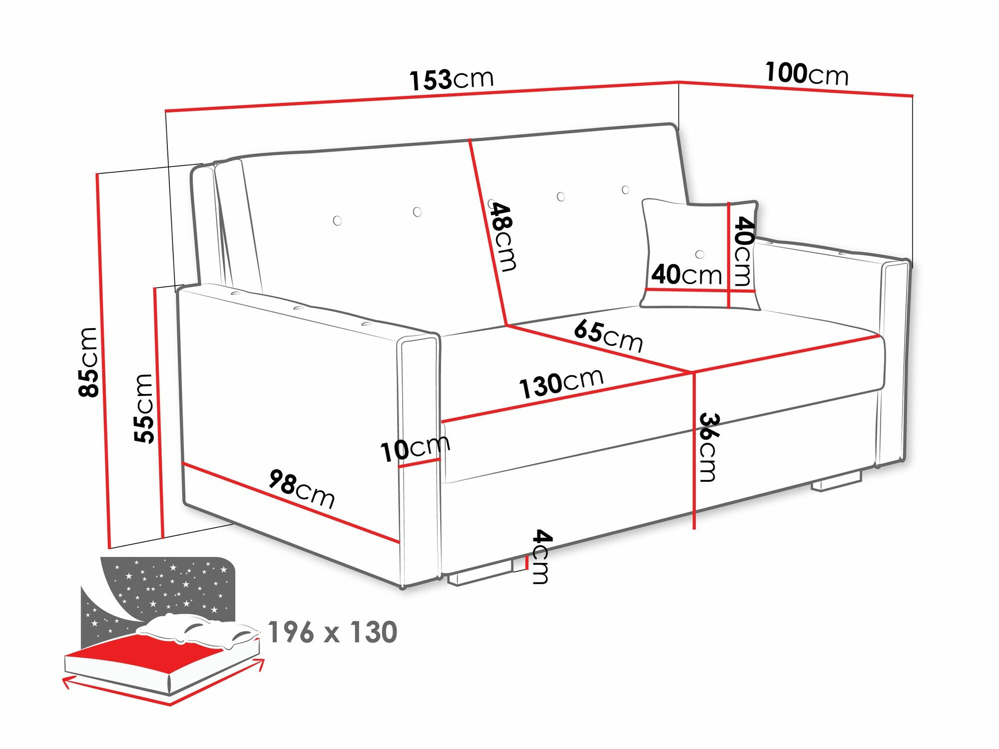Sofá cama Caelrin III (Coral 75)