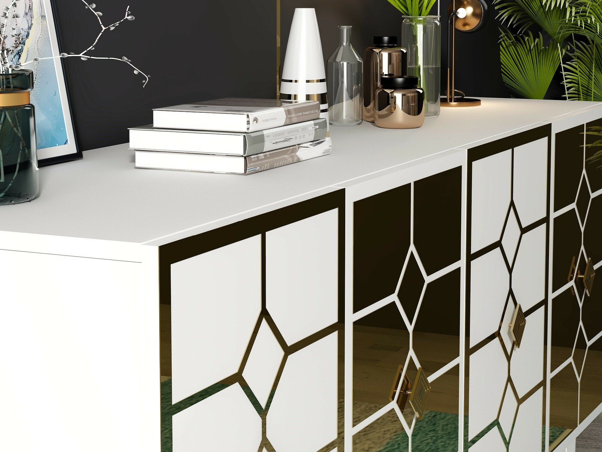 Aparador Kailua 2403 (Blanco + Dorado)