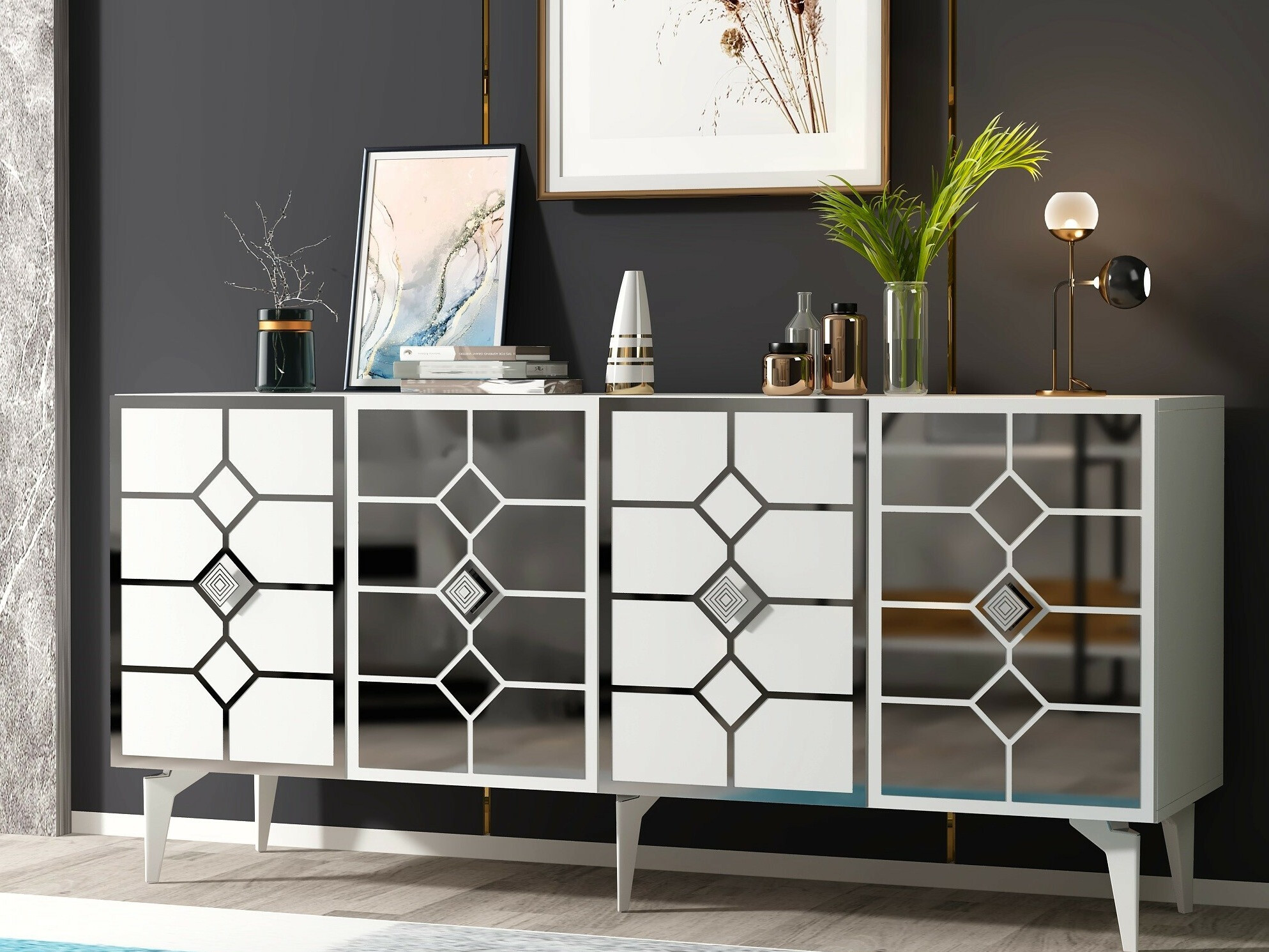 Aparador Kailua 2403 (Blanco + Plata)