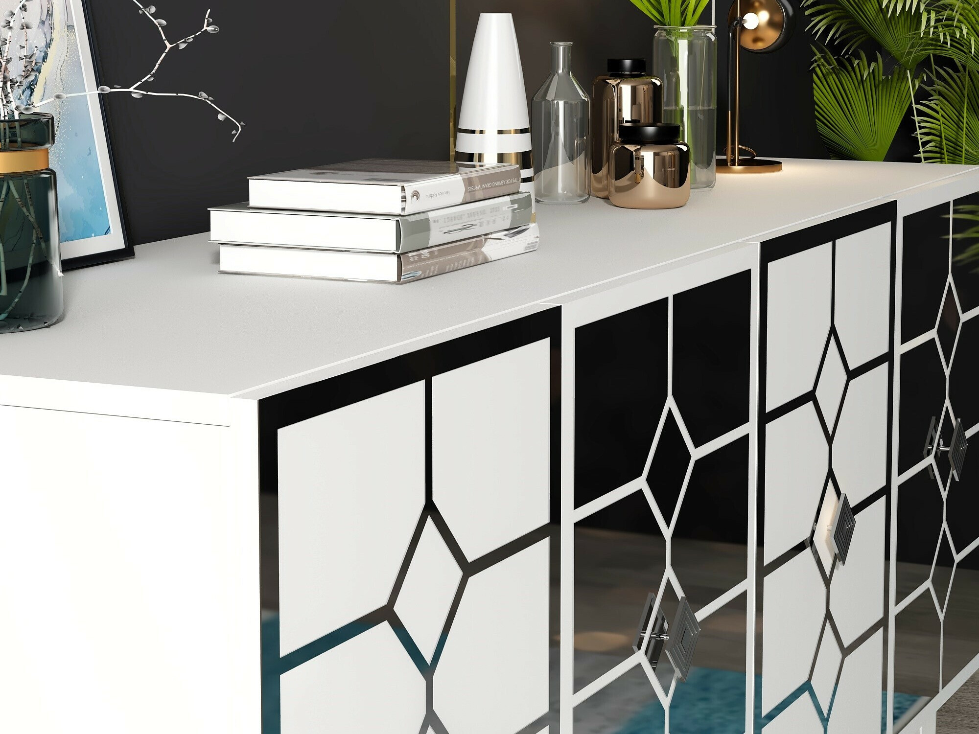 Aparador Kailua 2403 (Blanco + Plata)