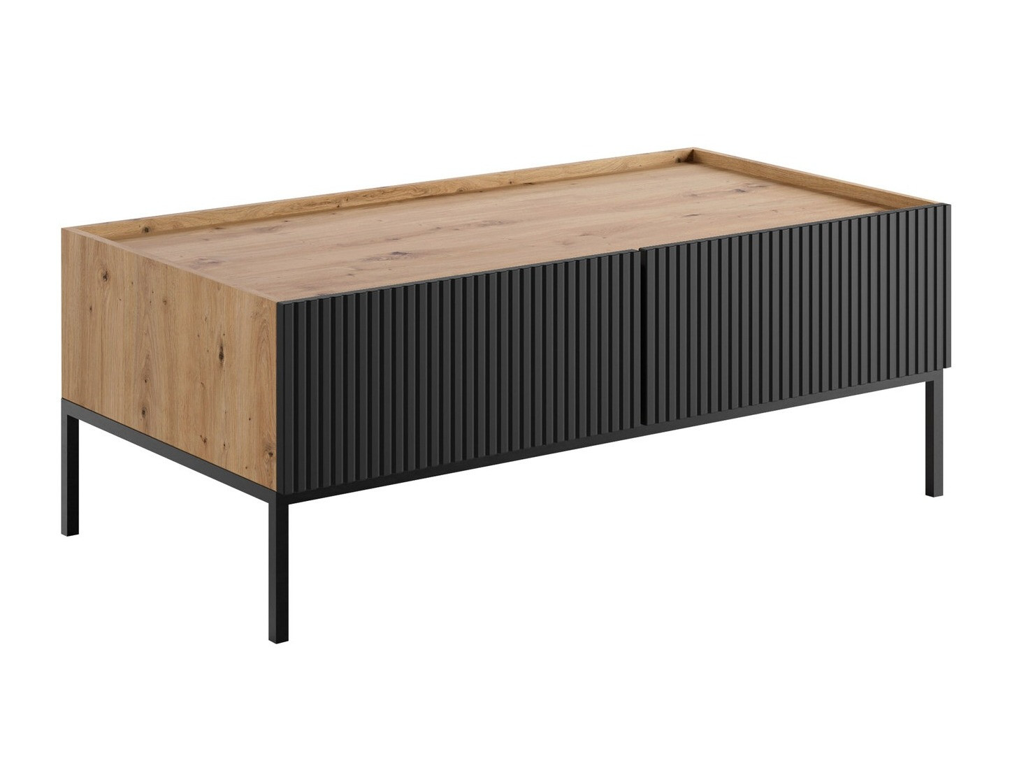 Mesa de centro Lunole 104 (Roble Artisan + Negro)