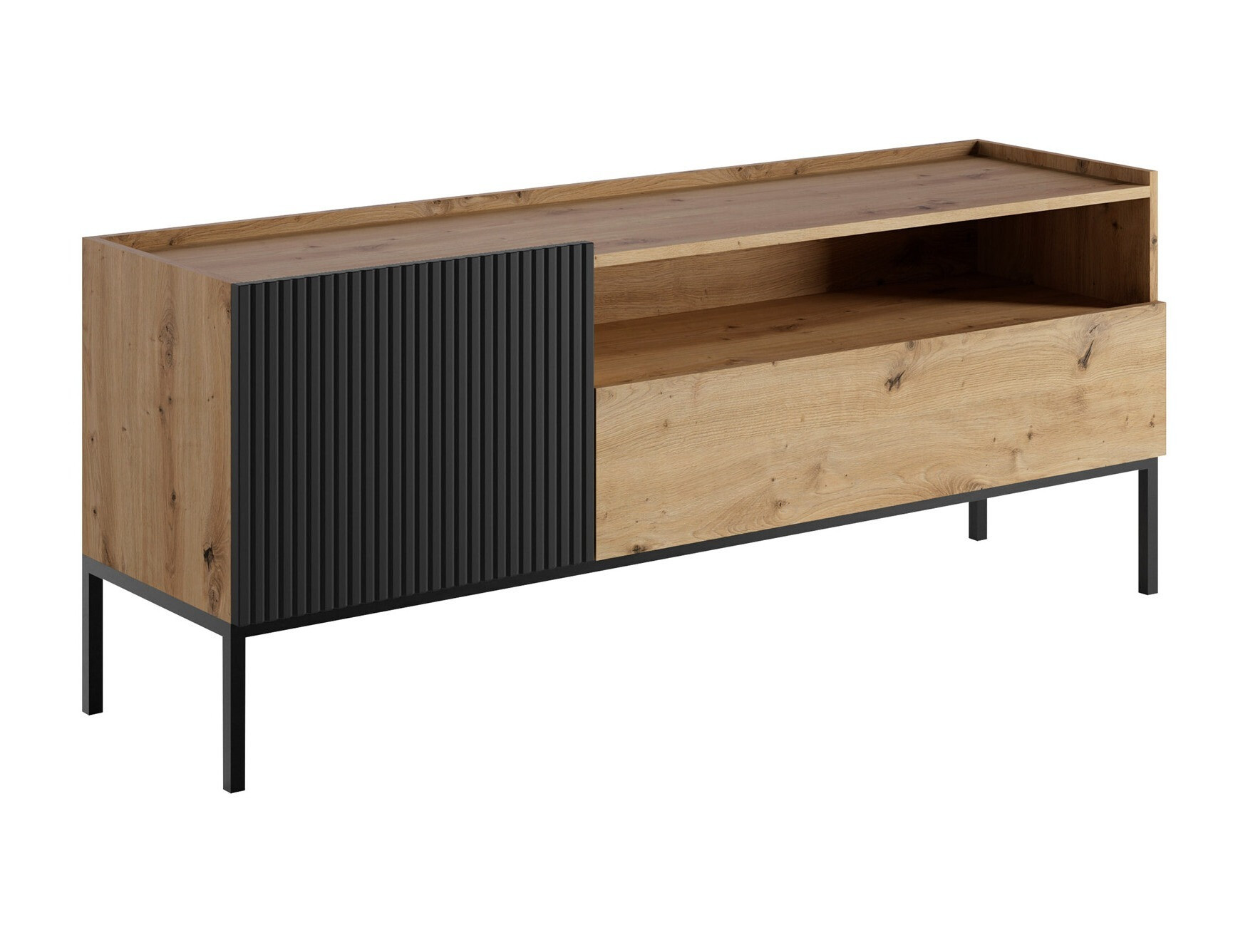Mueble TV Lunole 108 (Roble Artisan + Negro)