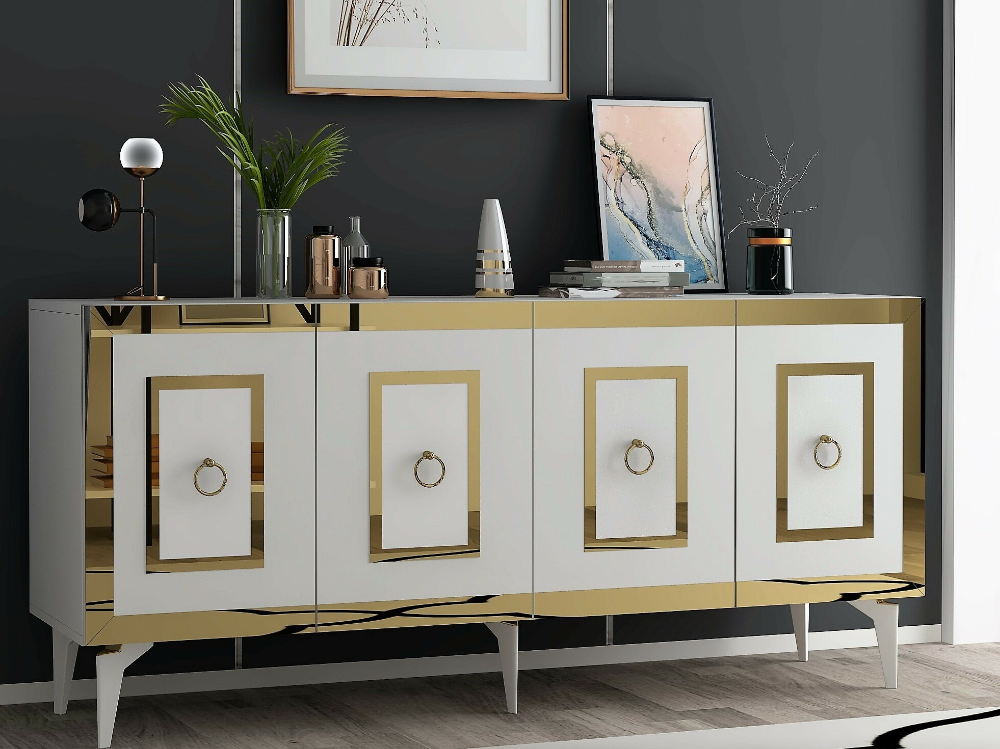 Aparador Kailua 2408 (Blanco + Dorado)