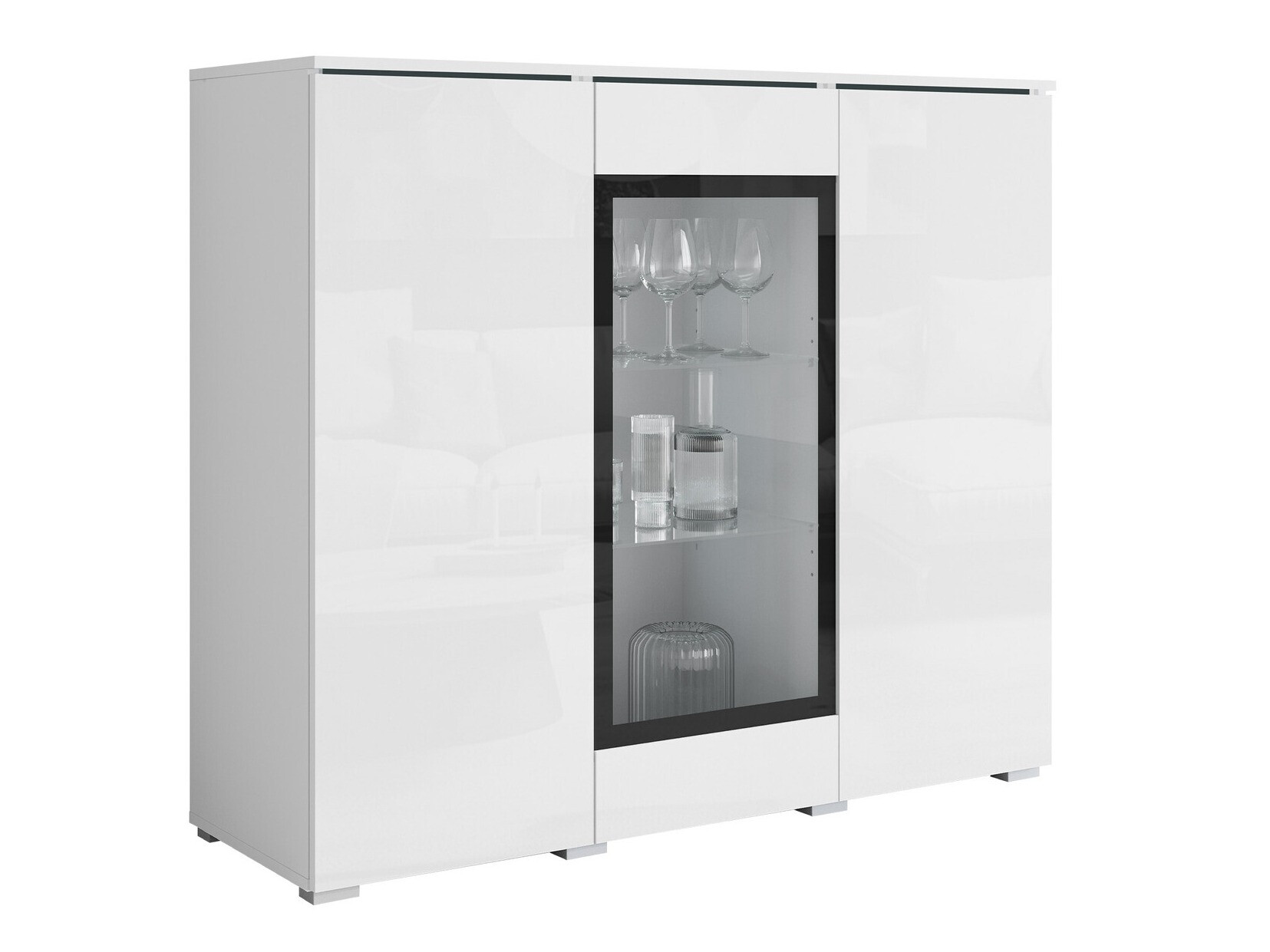 Aparador Mirfivo 103 (Blanco + Blanco brillante)