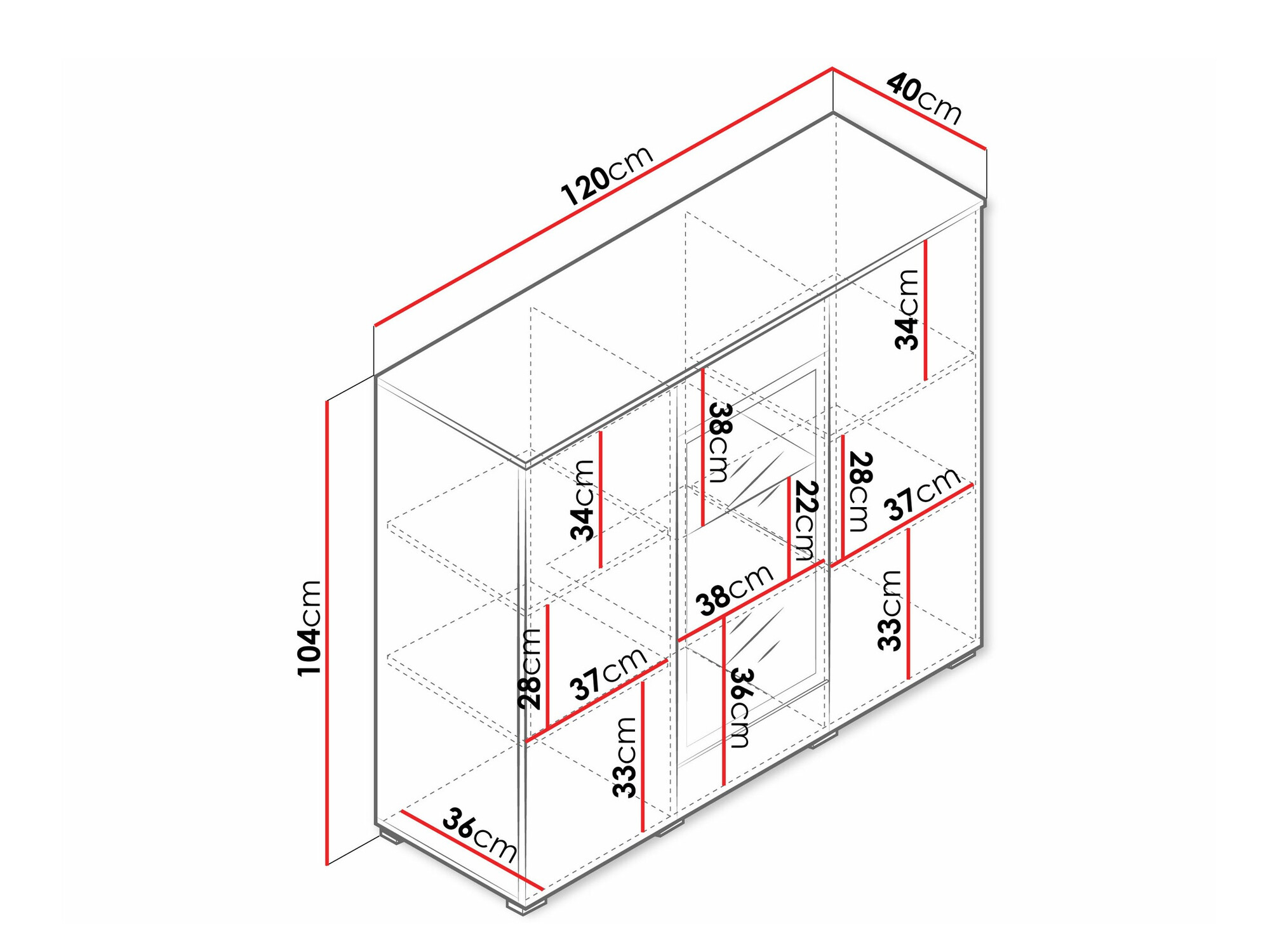 Aparador Sarasota 186 (Blanco + Blanco brillante)