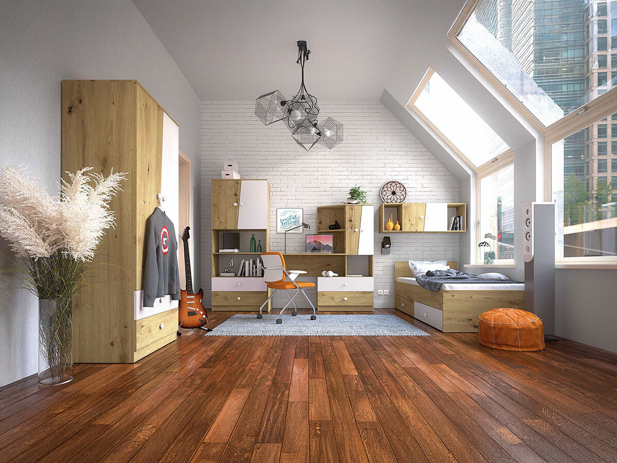 Conjuntos de muebles Almira 114 (Roble Artisan + Blanco)