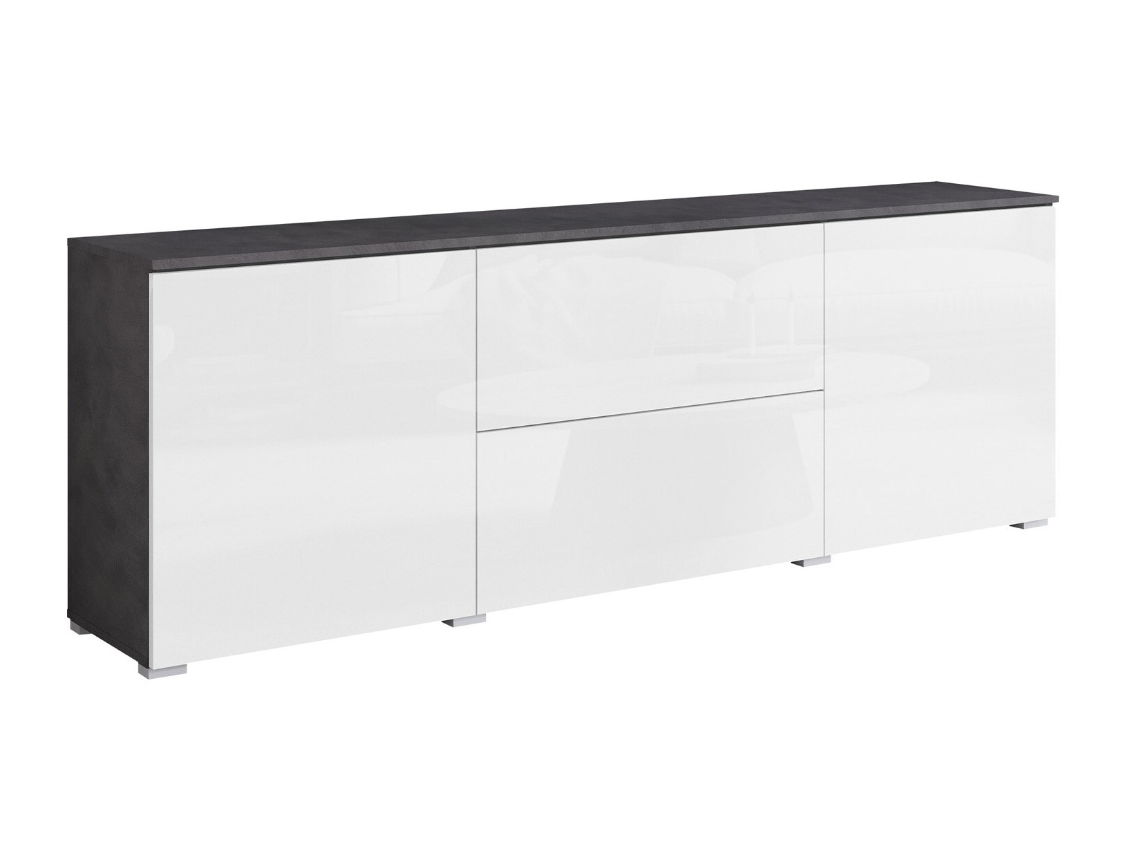 Mueble TV Mirfivo 104 (Madera gris + Blanco brillante)