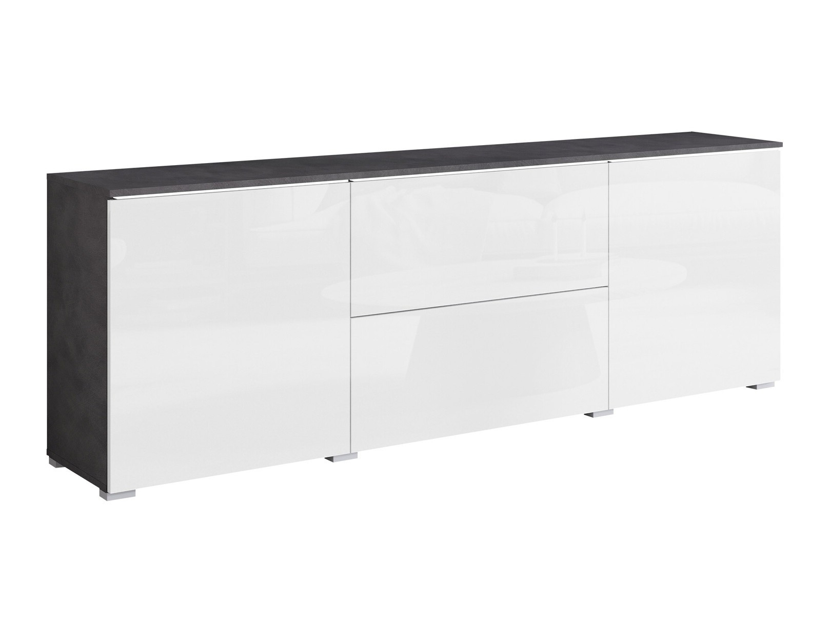Mueble TV Sarasota 190 (Madera gris + Blanco brillante)