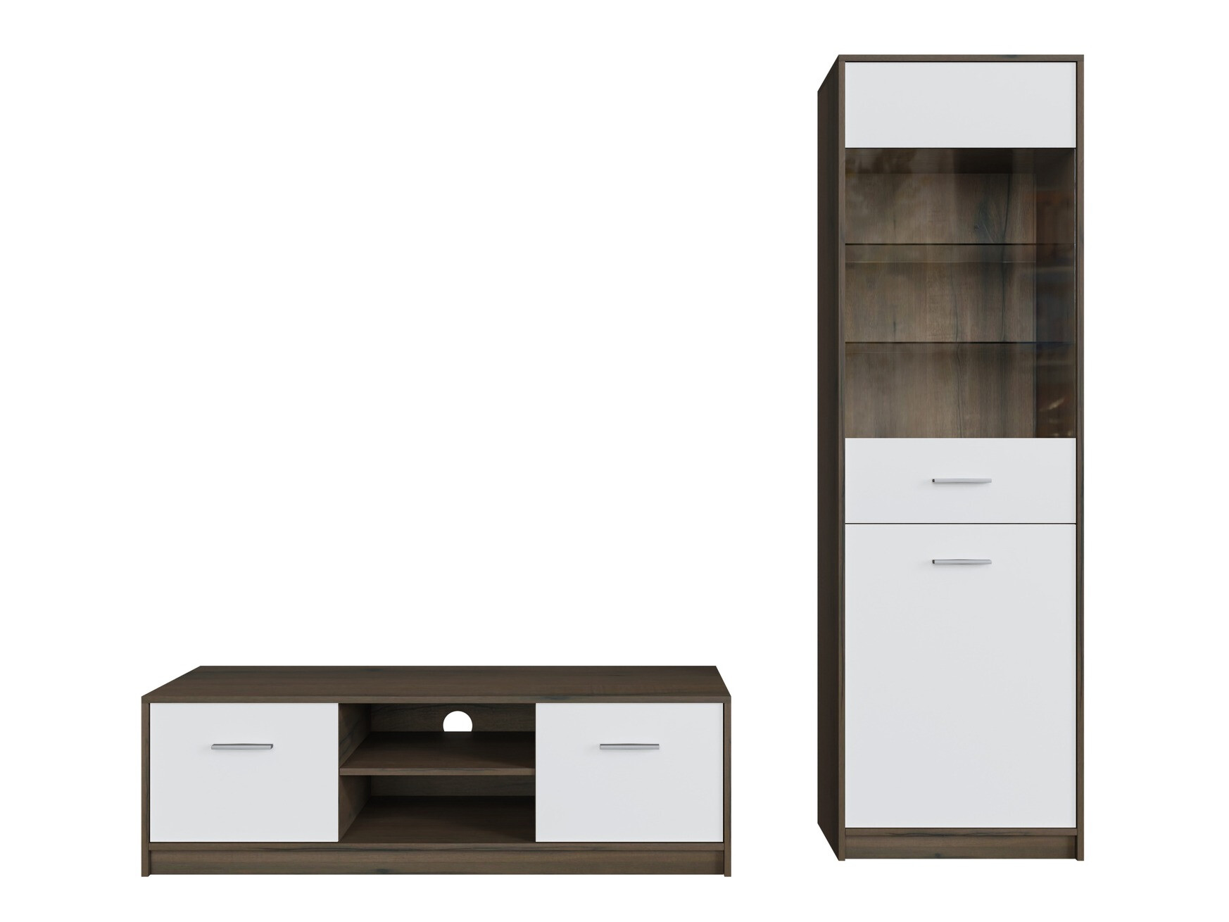 Conjunto de salón Novsore 161 (Roble oscuro + Blanco)