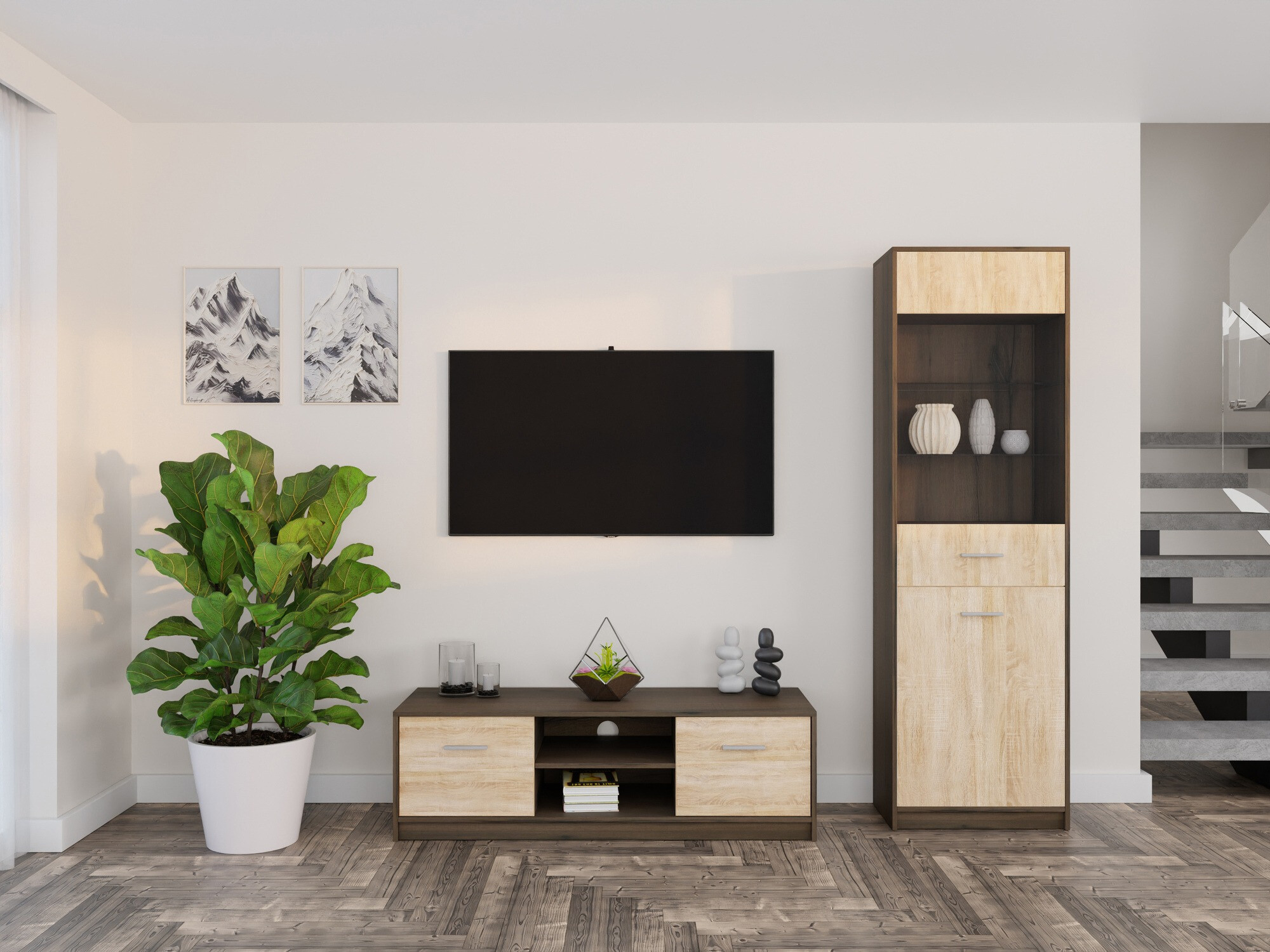 Conjunto de salón Novsore 161 (Roble oscuro + Roble Sonoma)