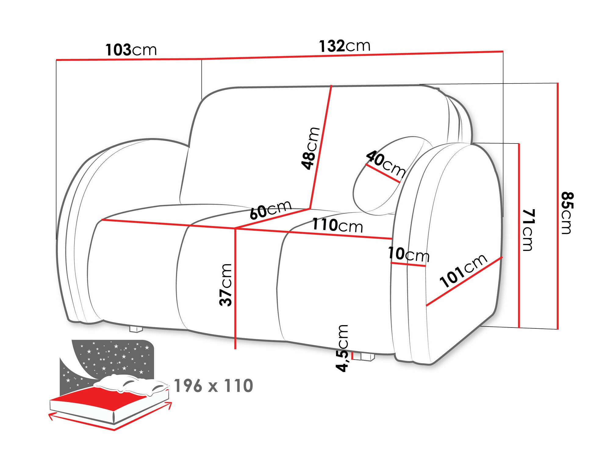 Sofá cama Citral II (Velo 621)