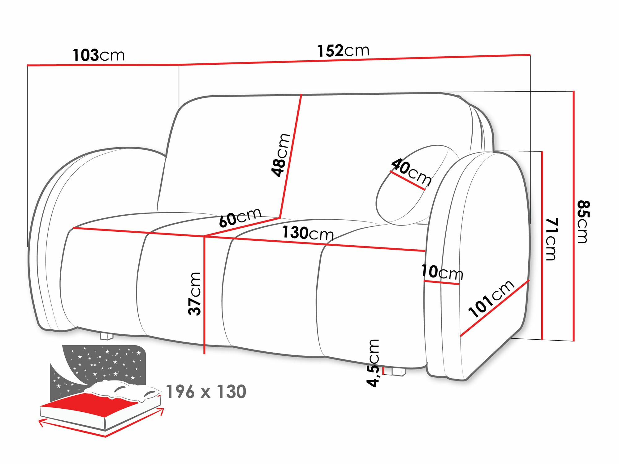 Sofá cama Citral III (Velo 633)