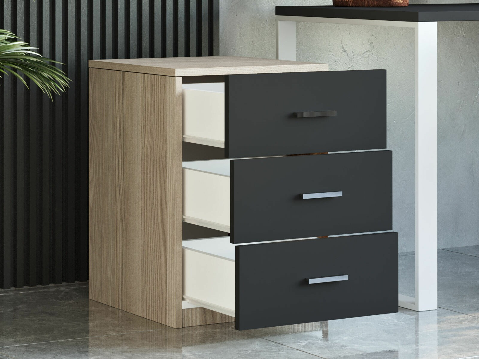 Archivador Kailua 2427 (Negro + Roble)