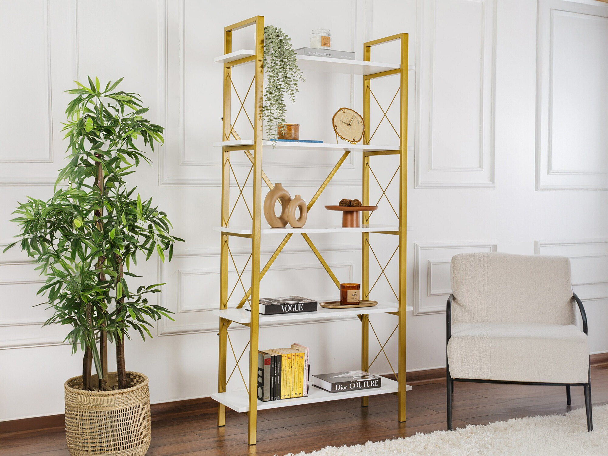 Estantería Novato 115 (Blanco + Dorado)