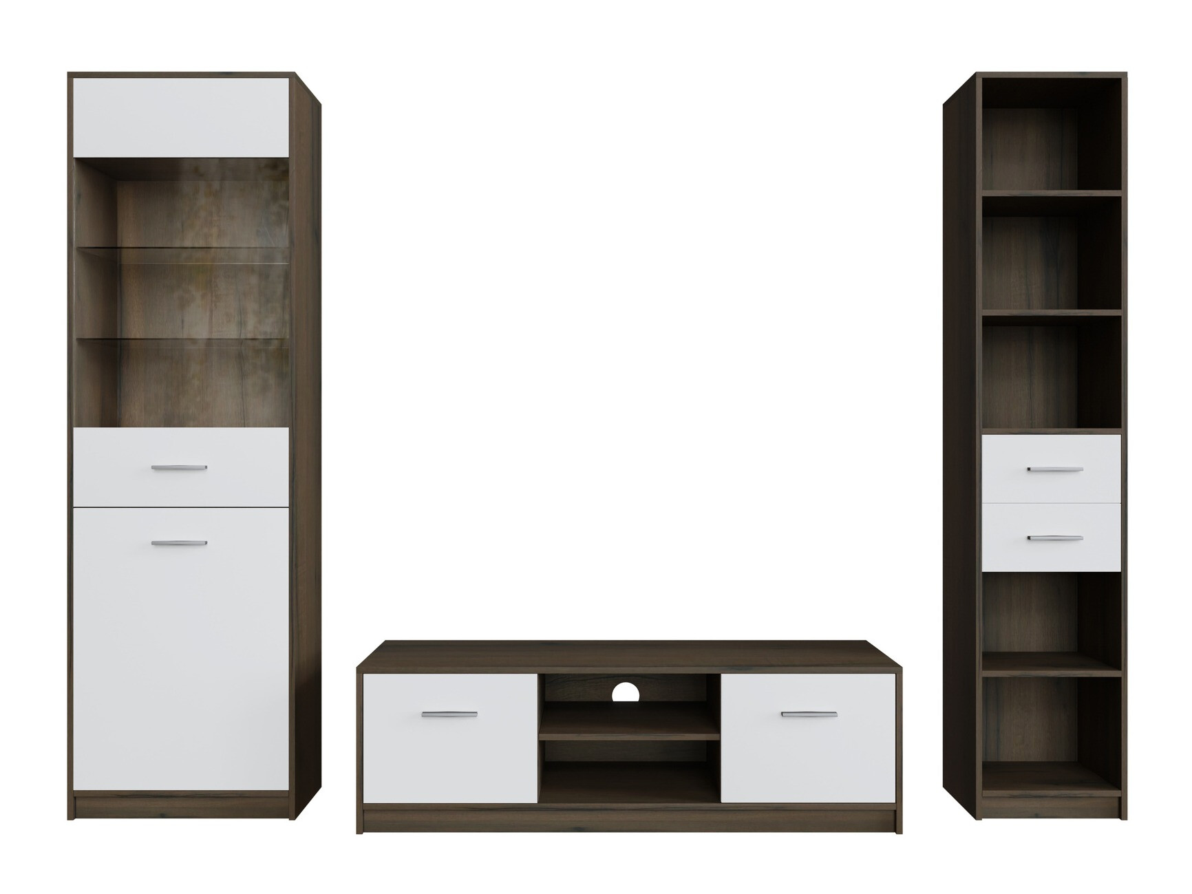 Conjunto de salón Novsore 163 (Roble oscuro + Blanco)