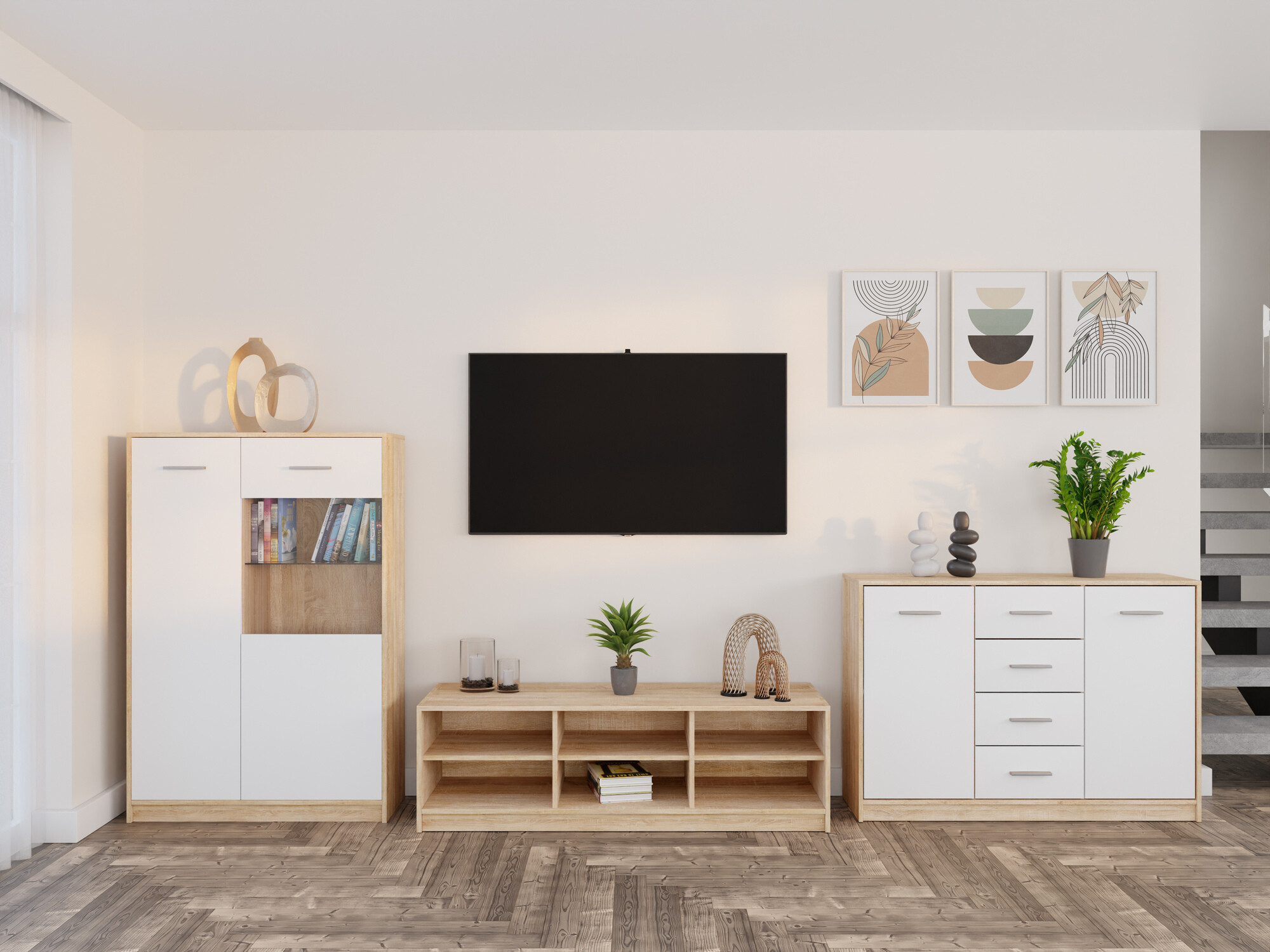 Conjunto de salón Novsore 165 (Roble Sonoma + Blanco)