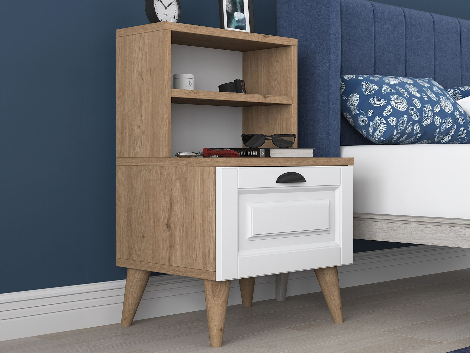 Mesilla de noche Kailua 1531 (Luminoso madera + Blanco)