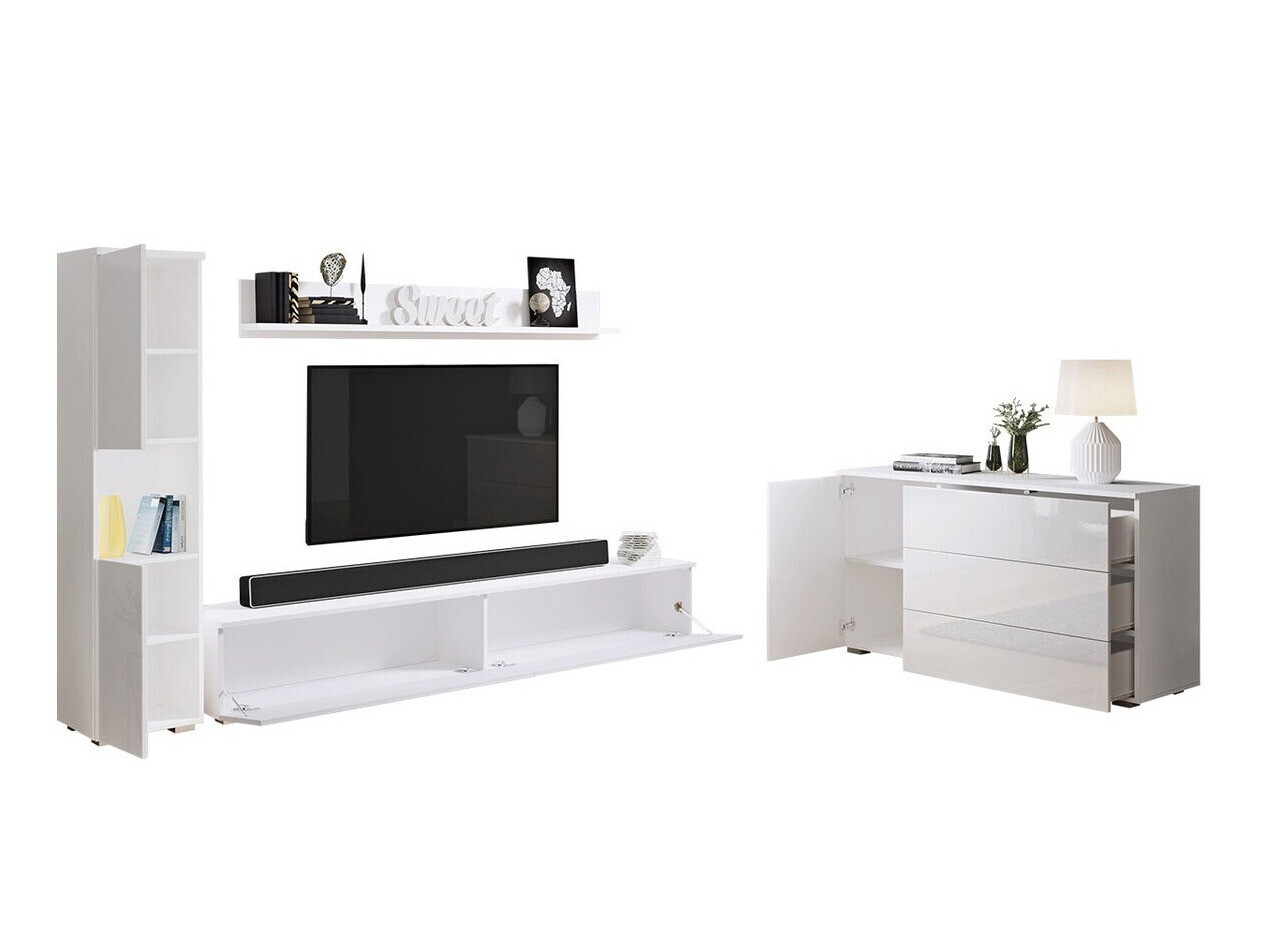 Conjunto de salón Sarasota 132 (Blanco + Blanco brillante)