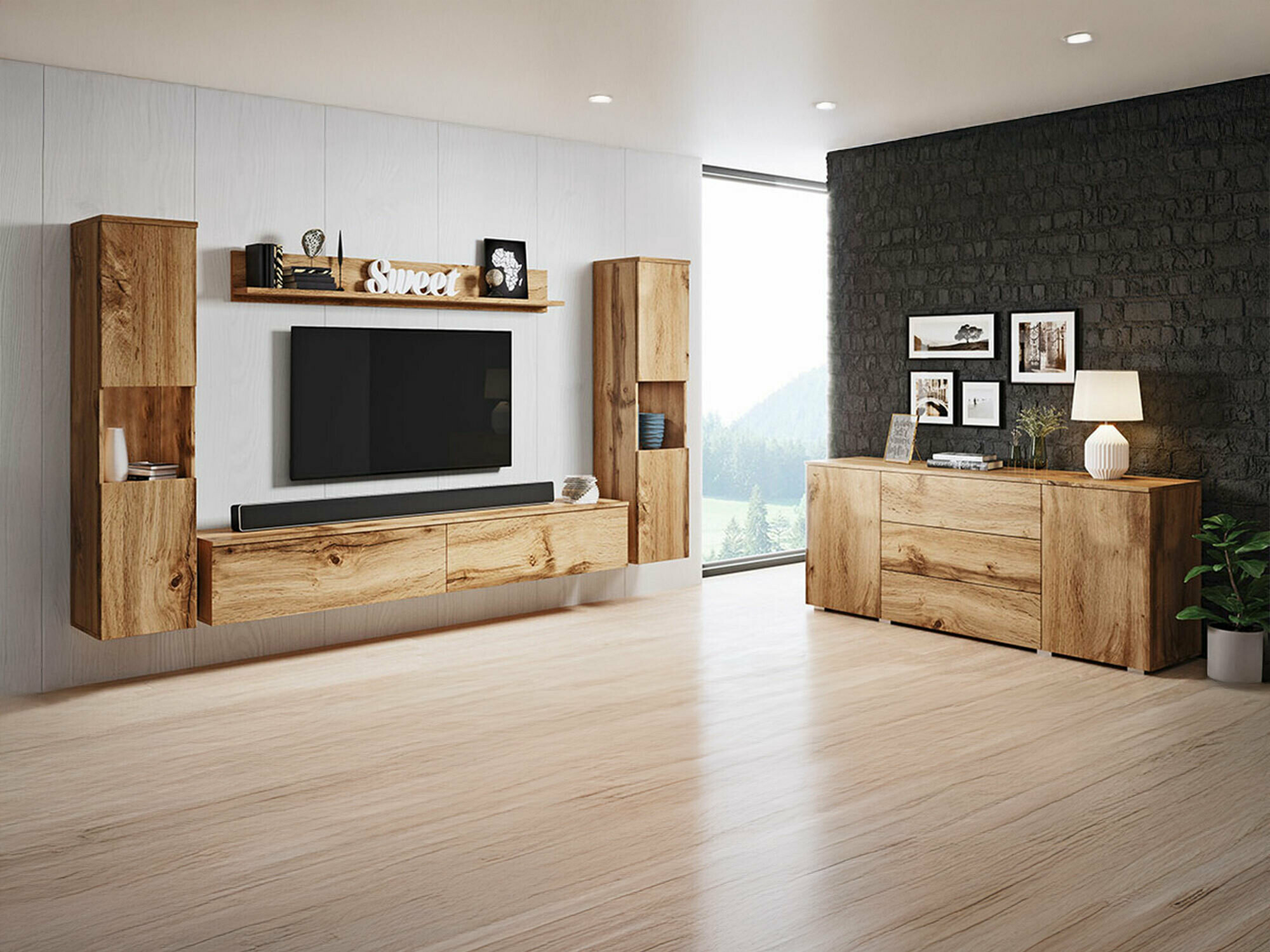 Conjunto de salón Sarasota 133 (Roble wotan)