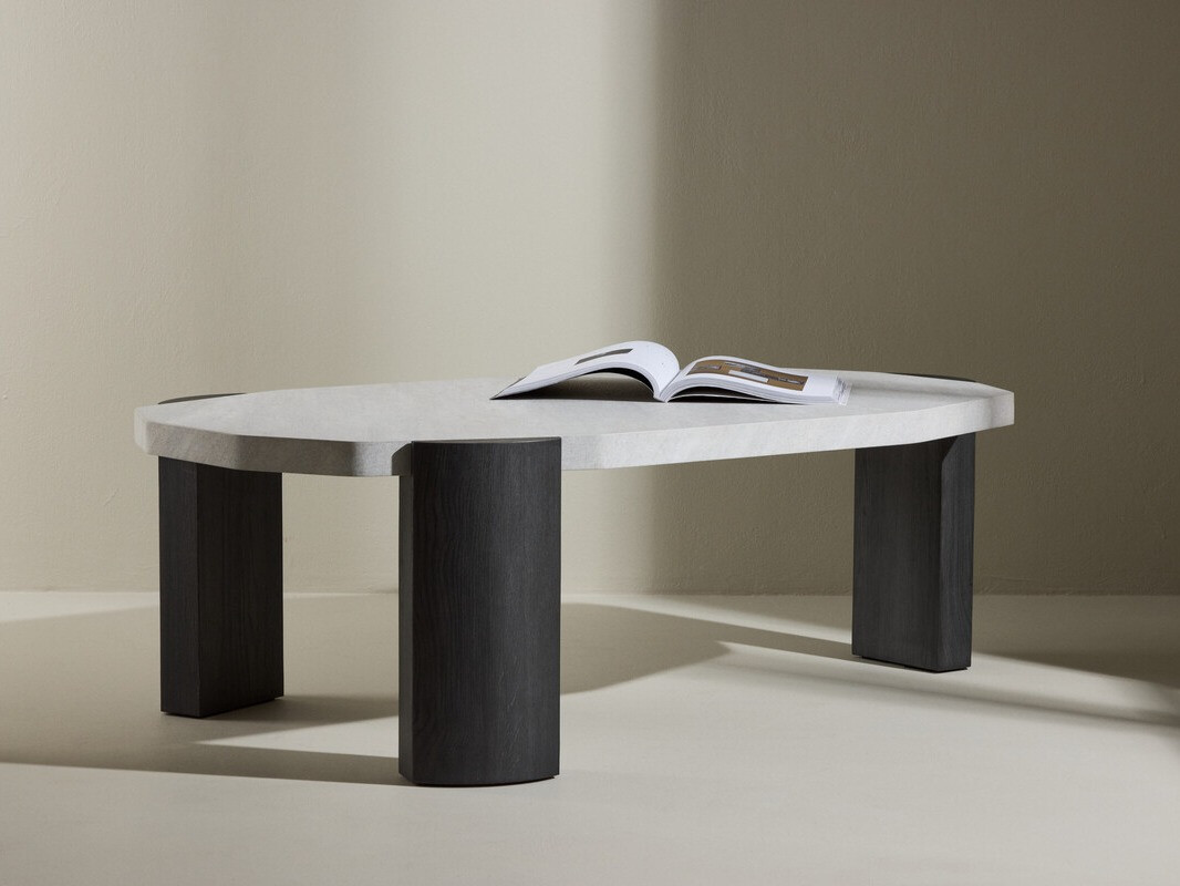 Mesa de centro Dallas 4792 (Negro + Mármol blanco)