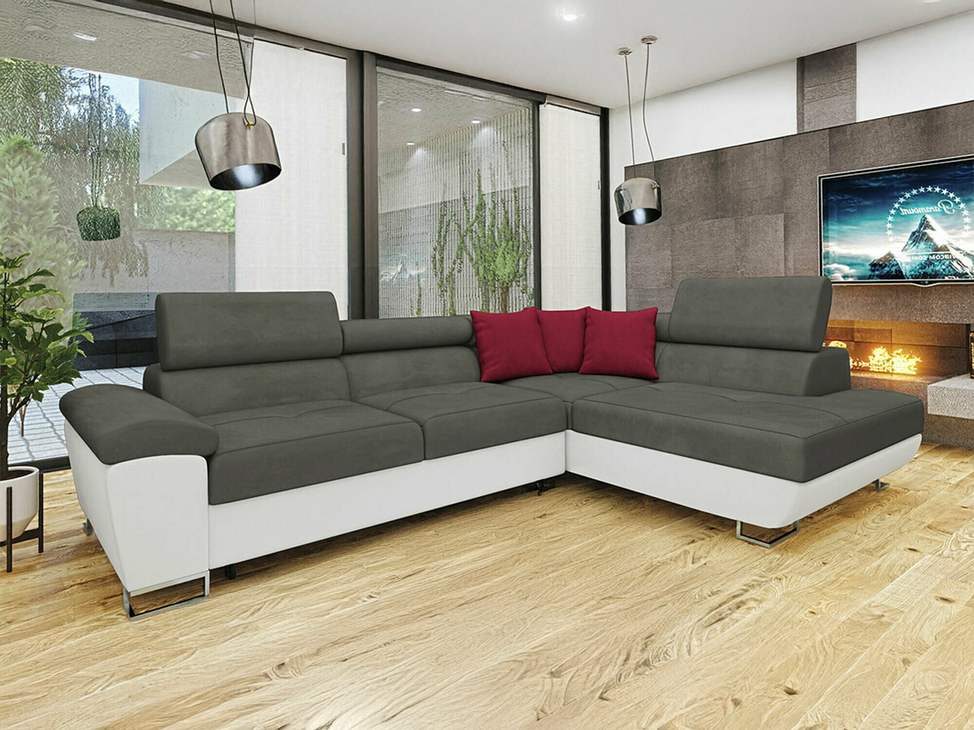 Sofá rinconero Comfivo Ruta II (Soft 017 + Uttario Velvet 2971 + Kronos 02)