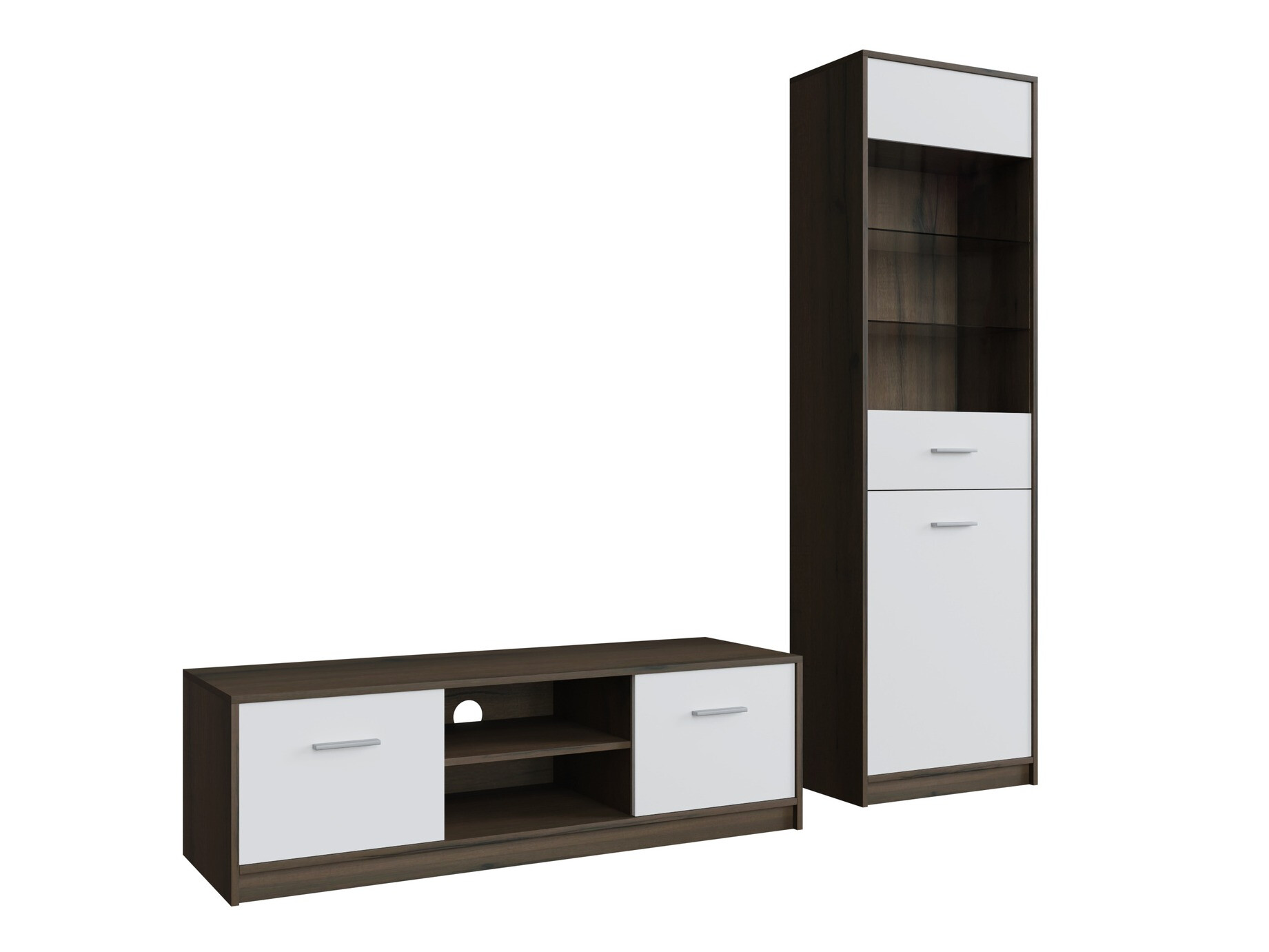 Conjunto de salón Novsore 161 (Roble oscuro + Blanco)