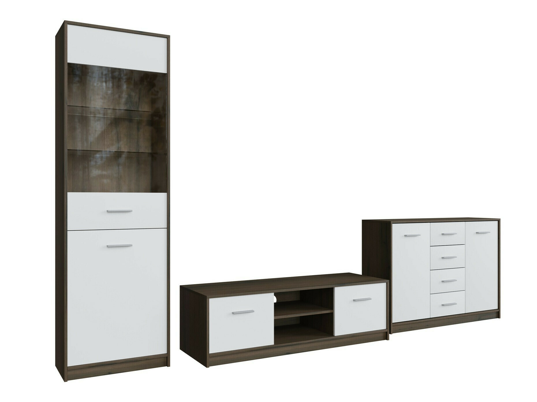 Conjunto de salón Novsore 162 (Roble oscuro + Blanco)