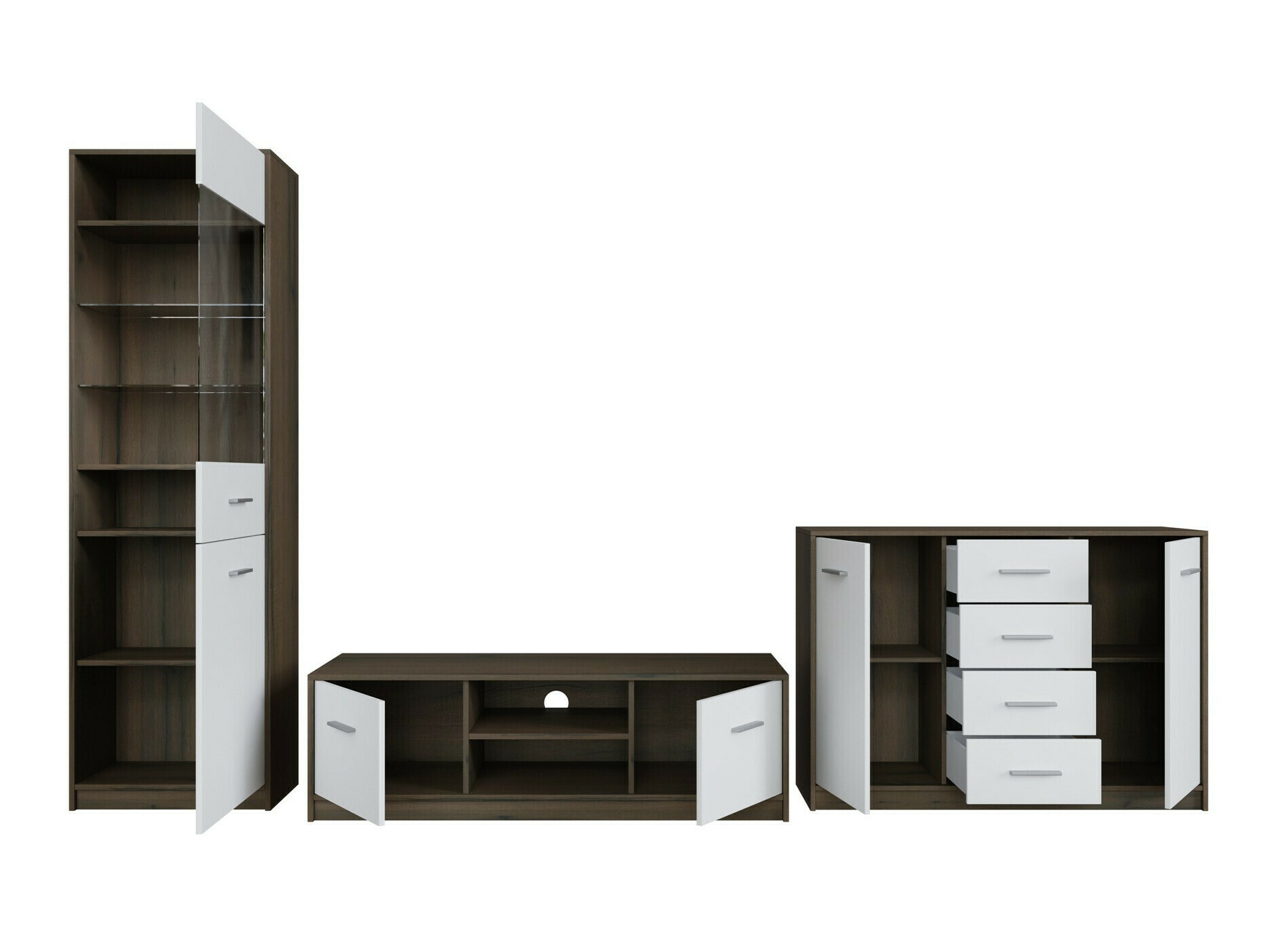 Conjunto de salón Novsore 162 (Roble oscuro + Blanco)