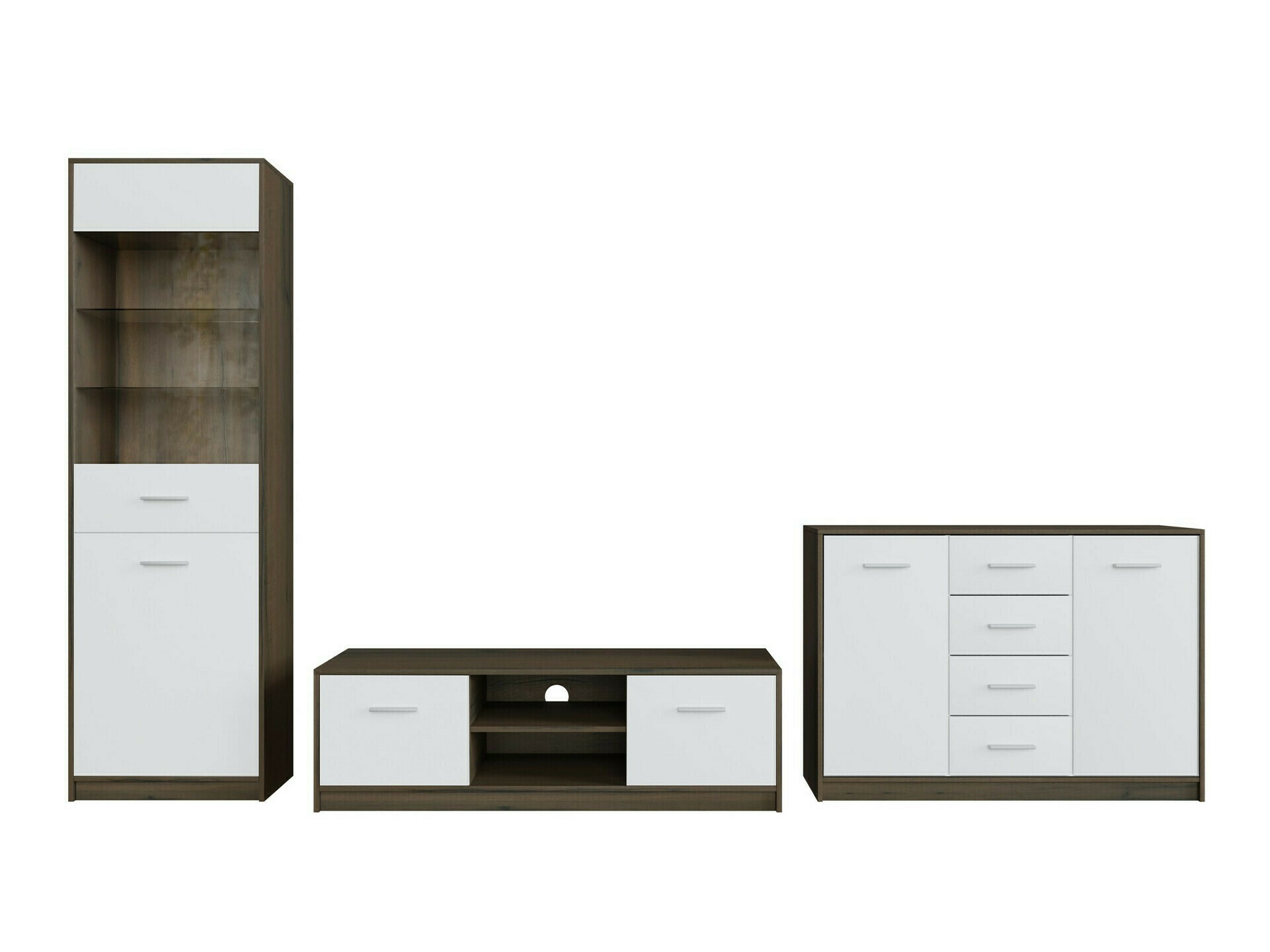 Conjunto de salón Novsore 162 (Roble oscuro + Blanco)