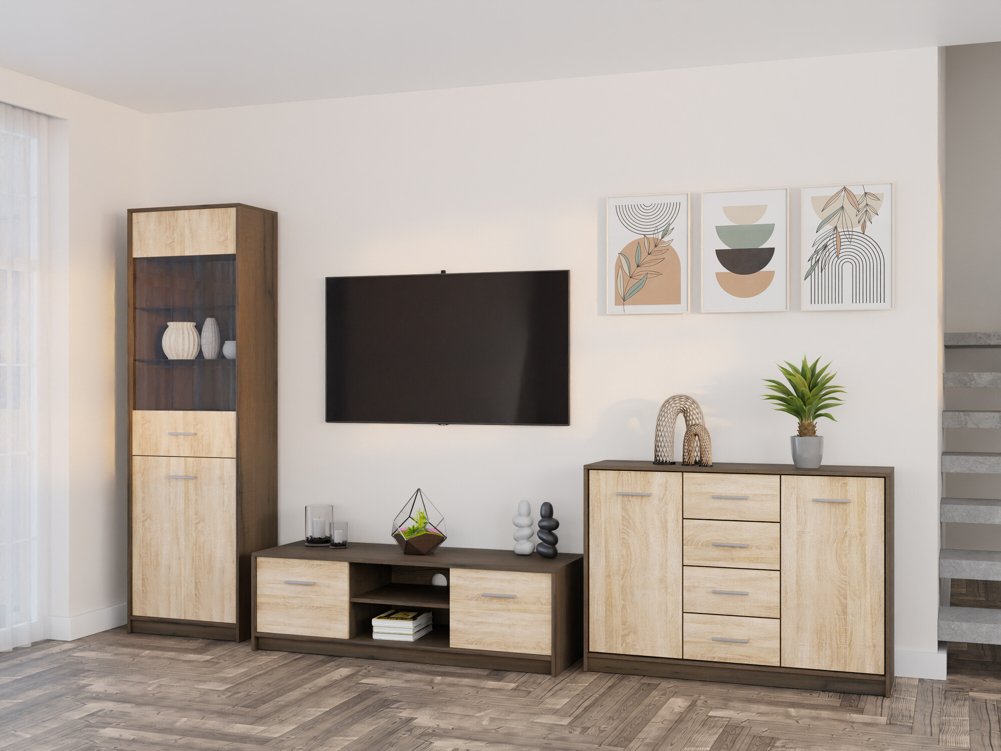 Conjunto de salón Novsore 162 (Roble oscuro + Roble Sonoma)