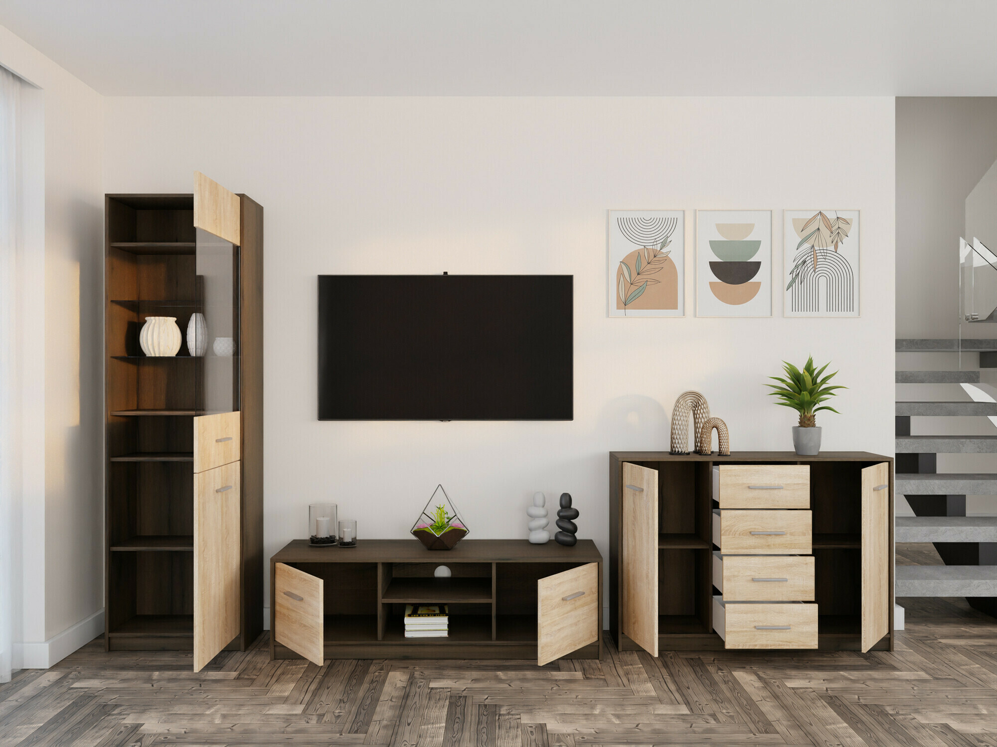 Conjunto de salón Novsore 162 (Roble oscuro + Roble Sonoma)