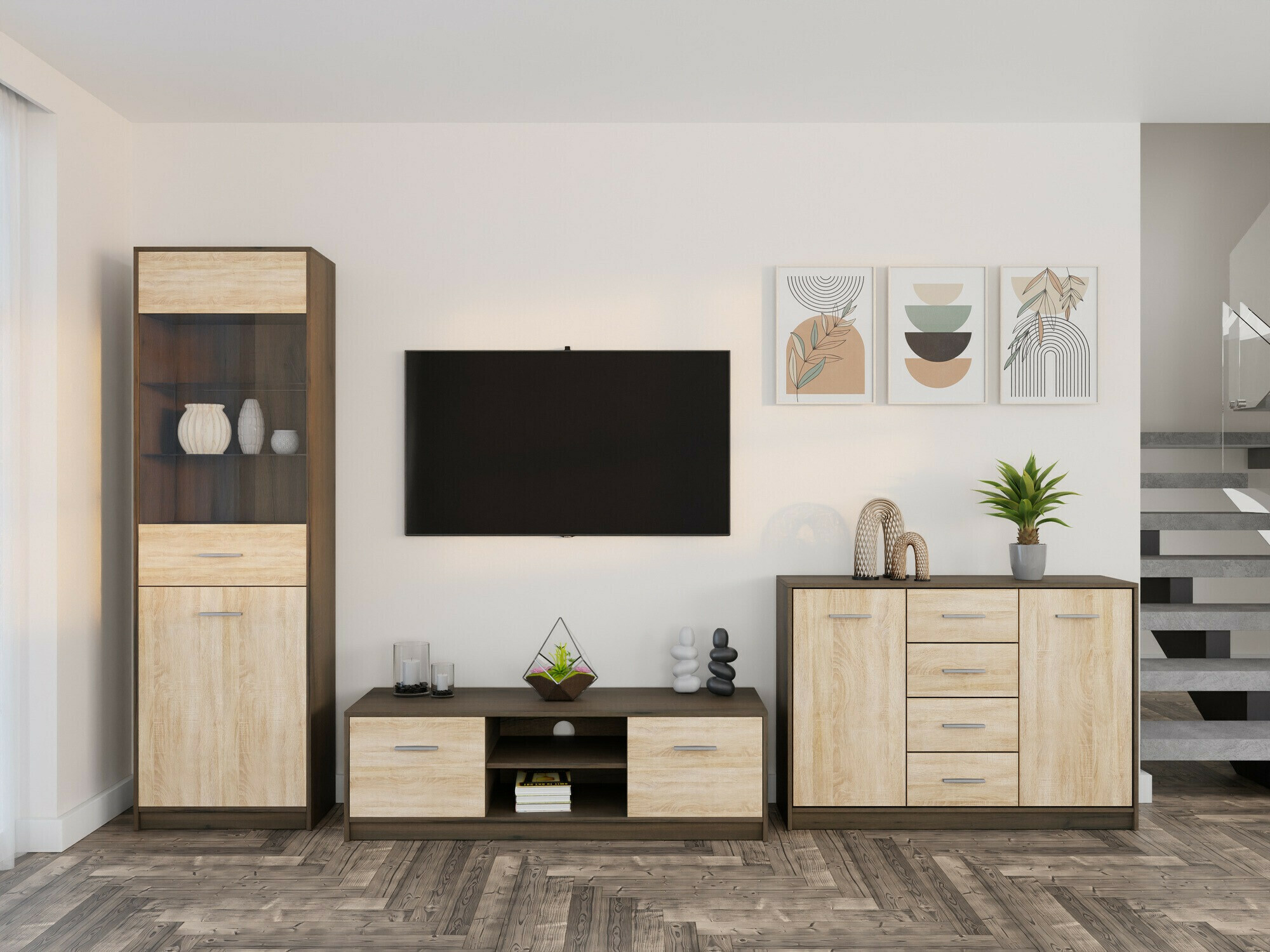 Conjunto de salón Novsore 162 (Roble oscuro + Roble Sonoma)