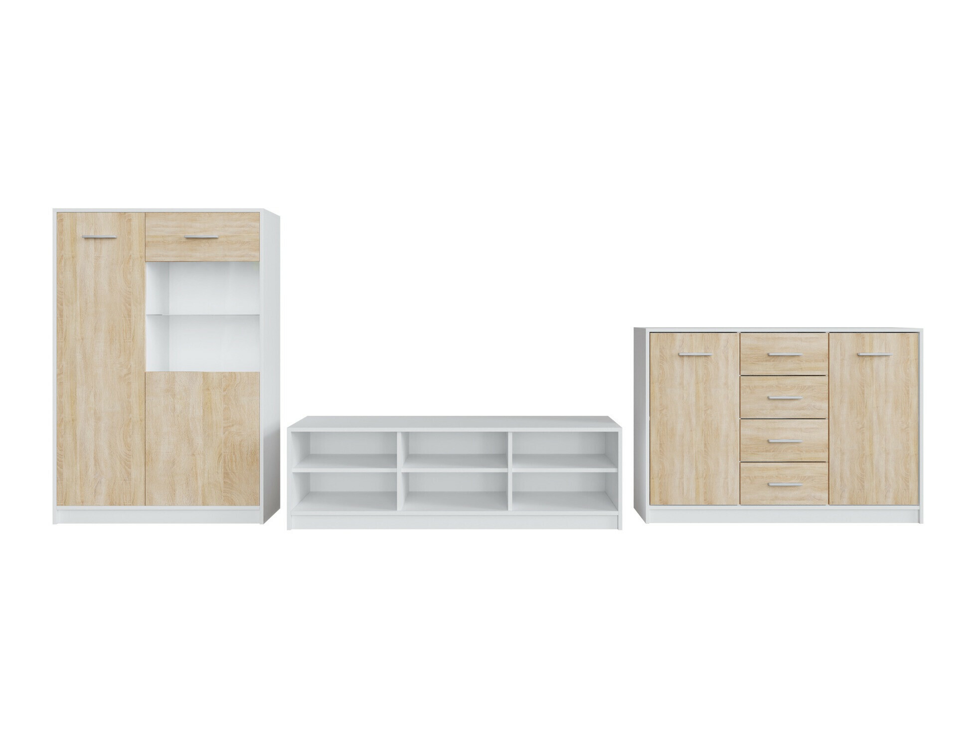 Conjunto de salón Novsore 165 (Blanco + Roble Sonoma)