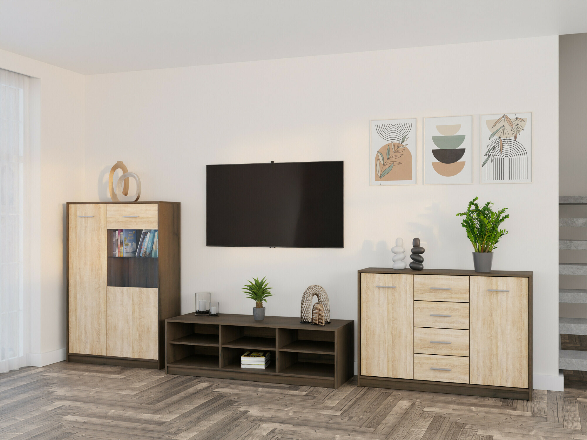 Conjunto de salón Novsore 165 (Roble oscuro + Roble Sonoma)