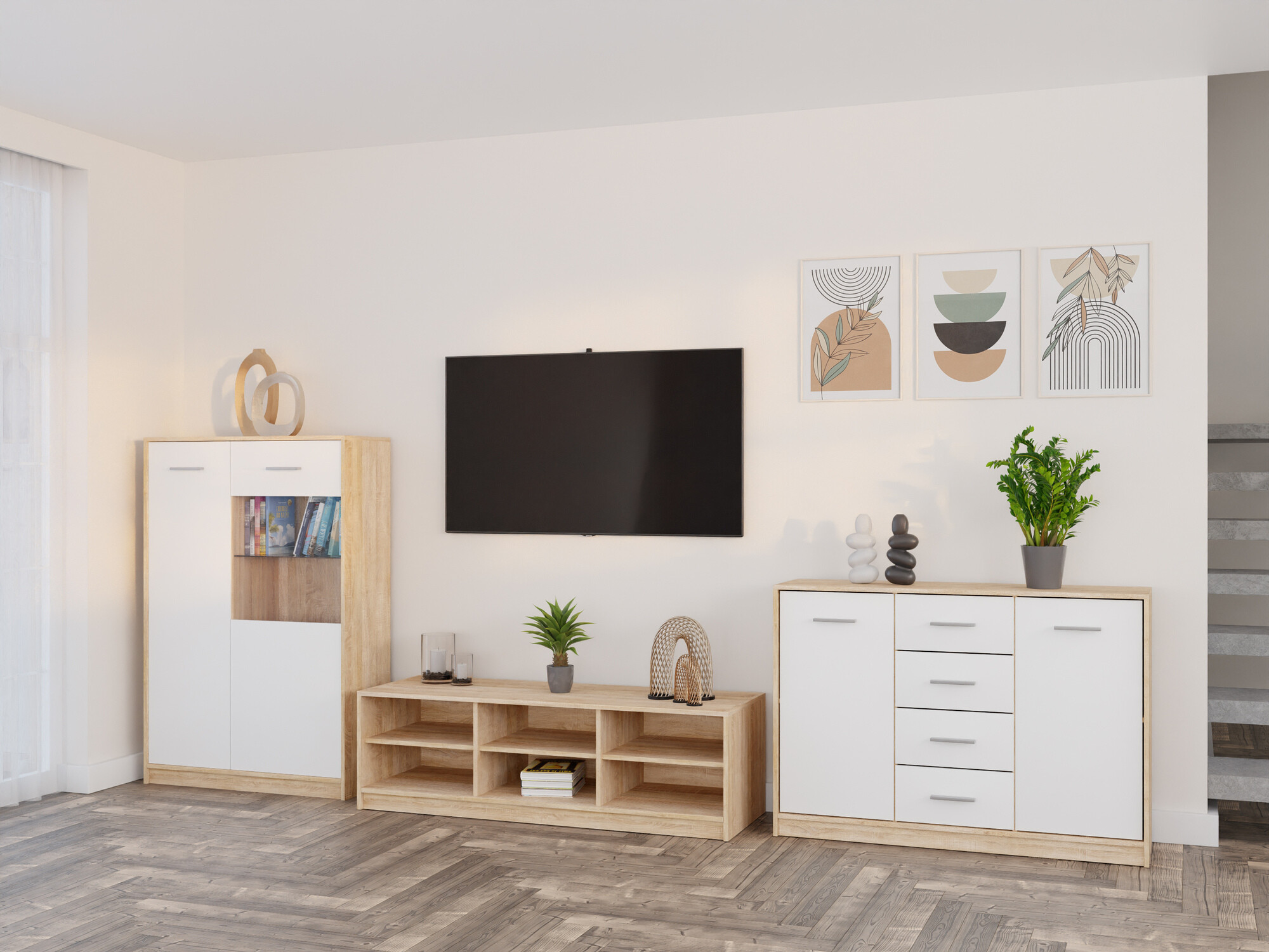 Conjunto de salón Novsore 165 (Roble Sonoma + Blanco)