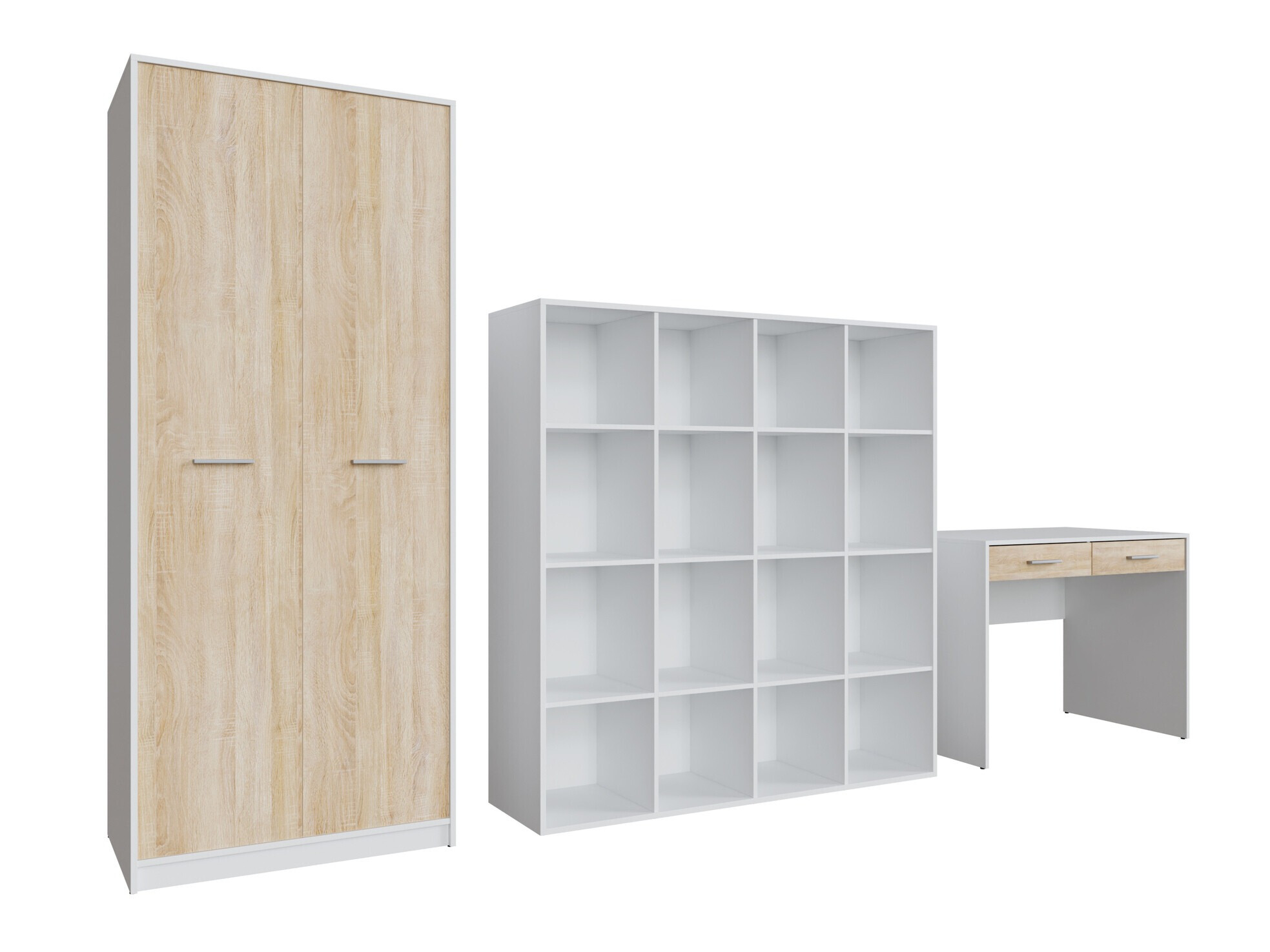 Conjunto para oficina en casa Novsore 166 (Blanco + Roble Sonoma)