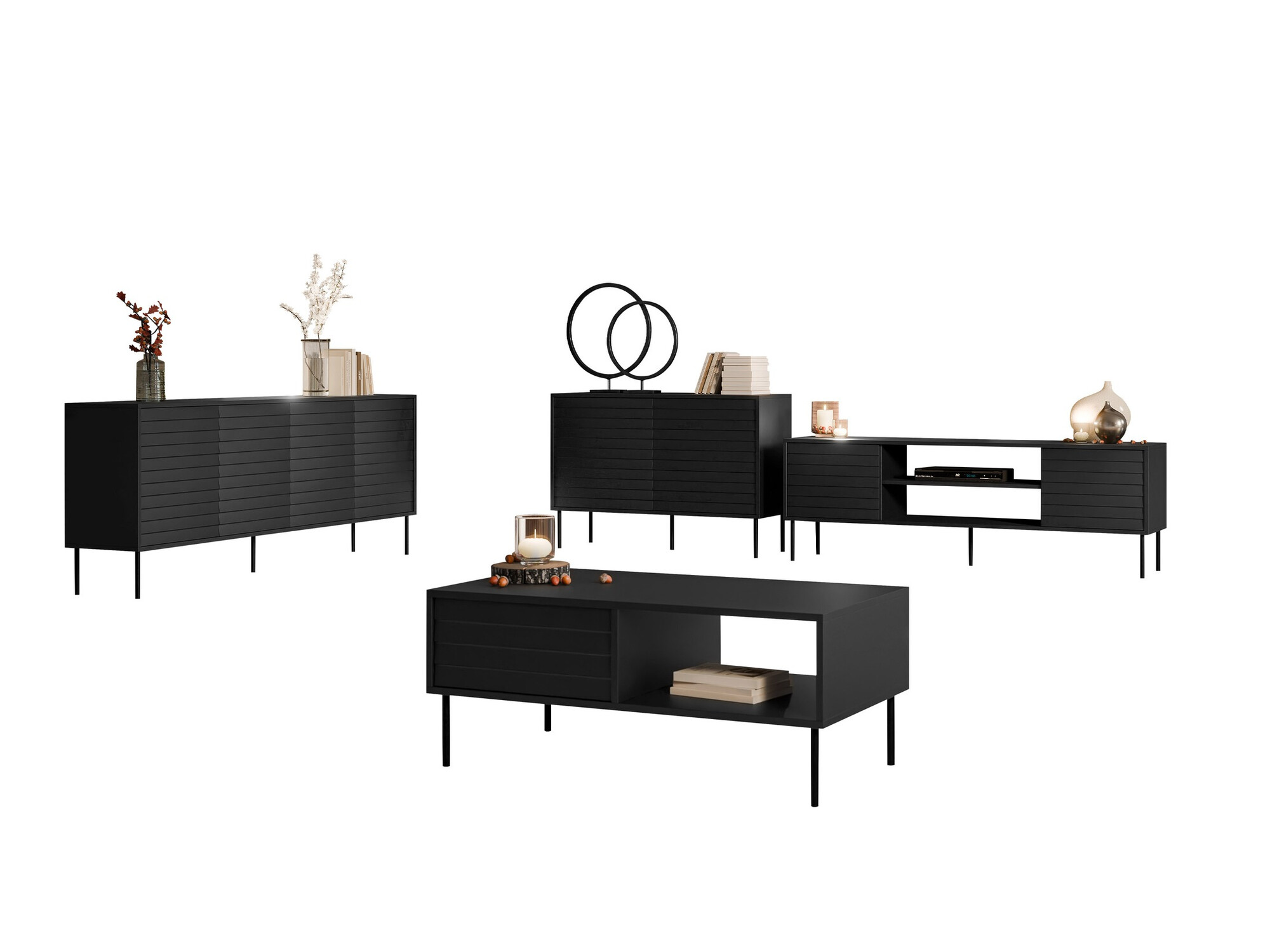 Conjunto de salón Flosoru 110 (Negro)