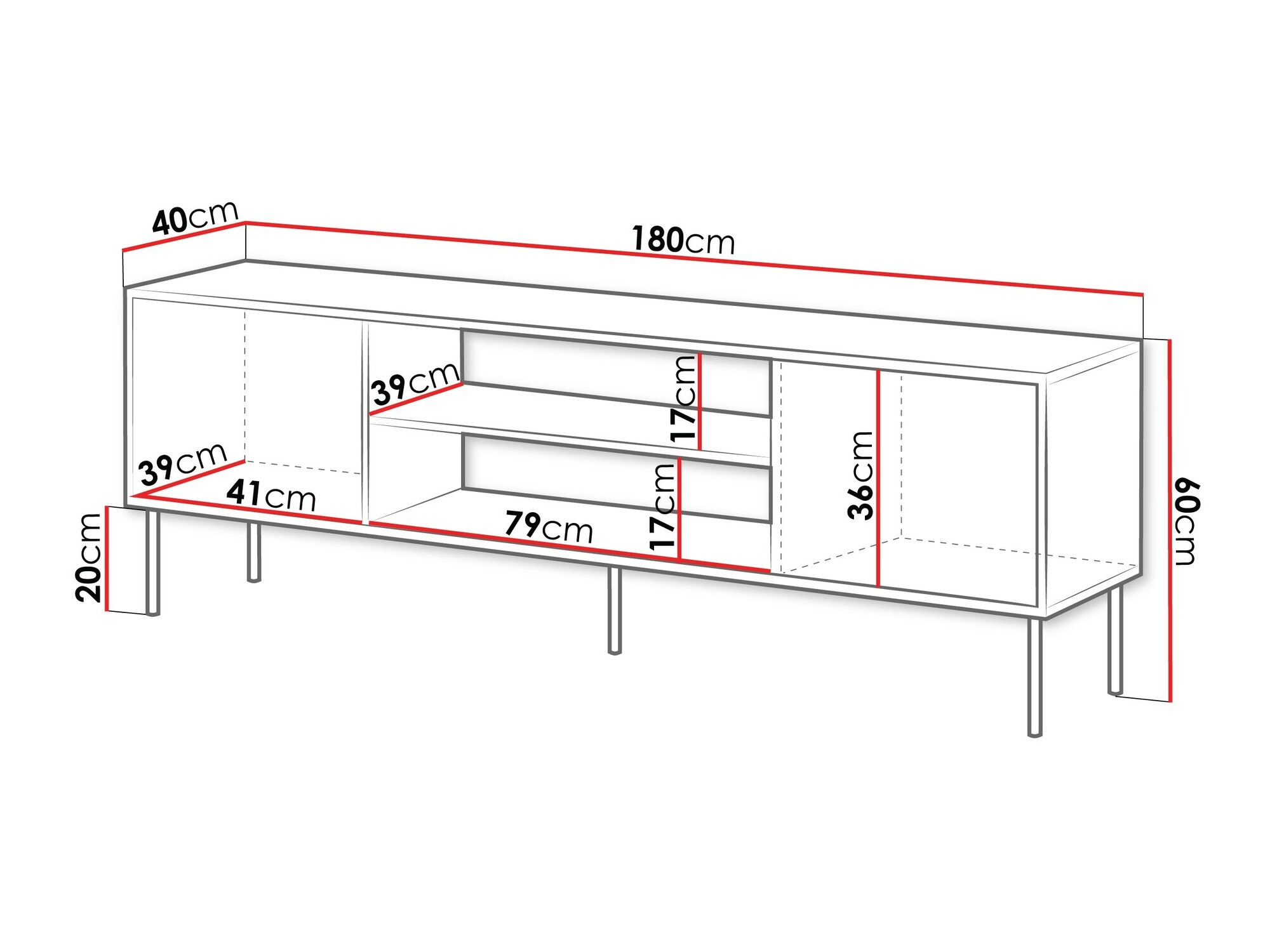Mueble TV Flosoru 104 (Negro)